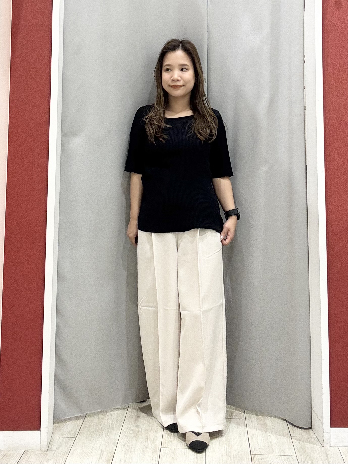 shioさんの「SHOO･LA･RUE｜【セットアップ可/洗濯後しわになりにくい/S-LL】シンプルで合わせやすい ノーカラージレ」を使ったコーディネート