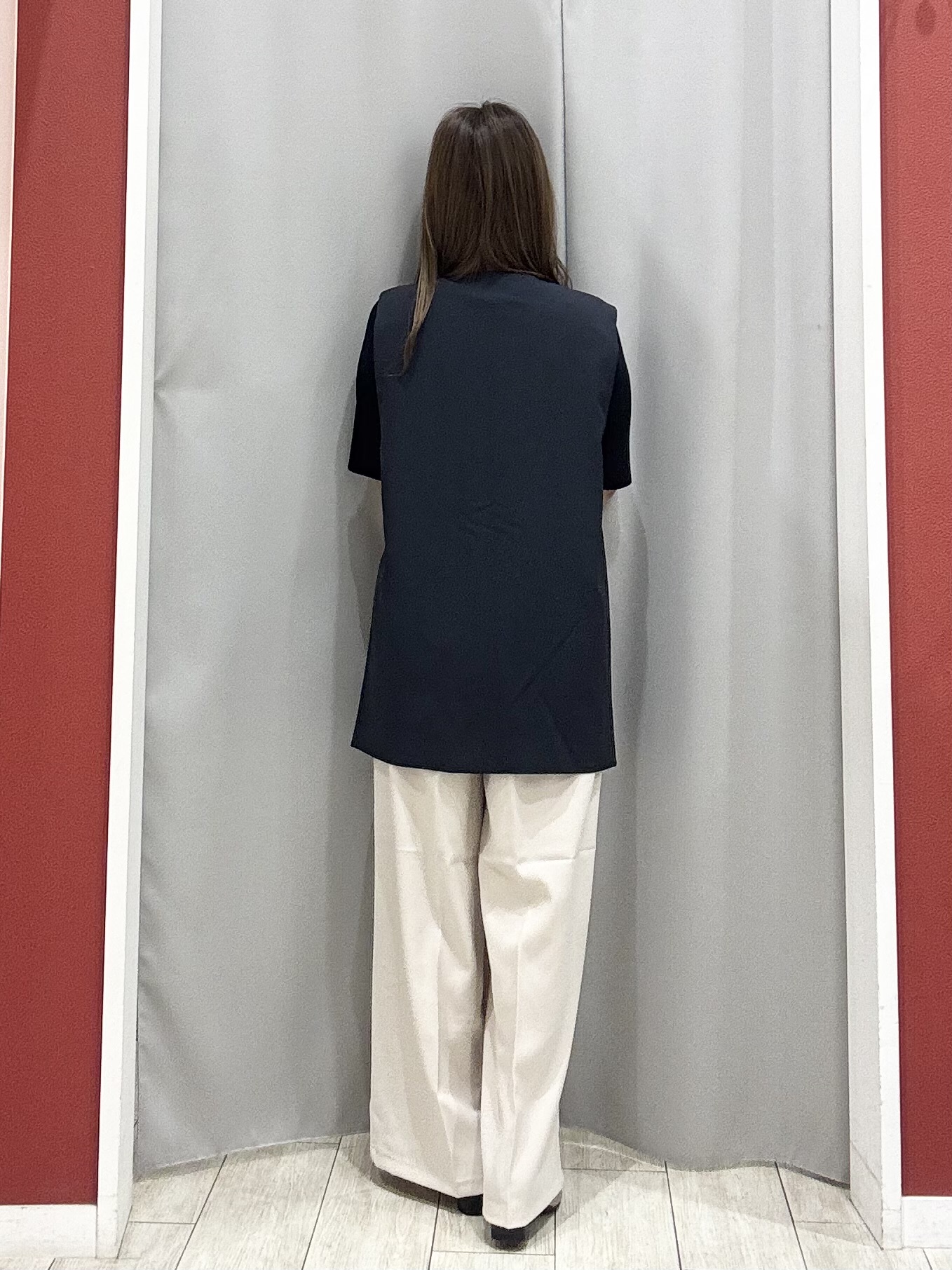 shioさんの「SHOO･LA･RUE｜【セットアップ可/洗濯後しわになりにくい/S-LL】シンプルで合わせやすい ノーカラージレ」を使ったコーディネート