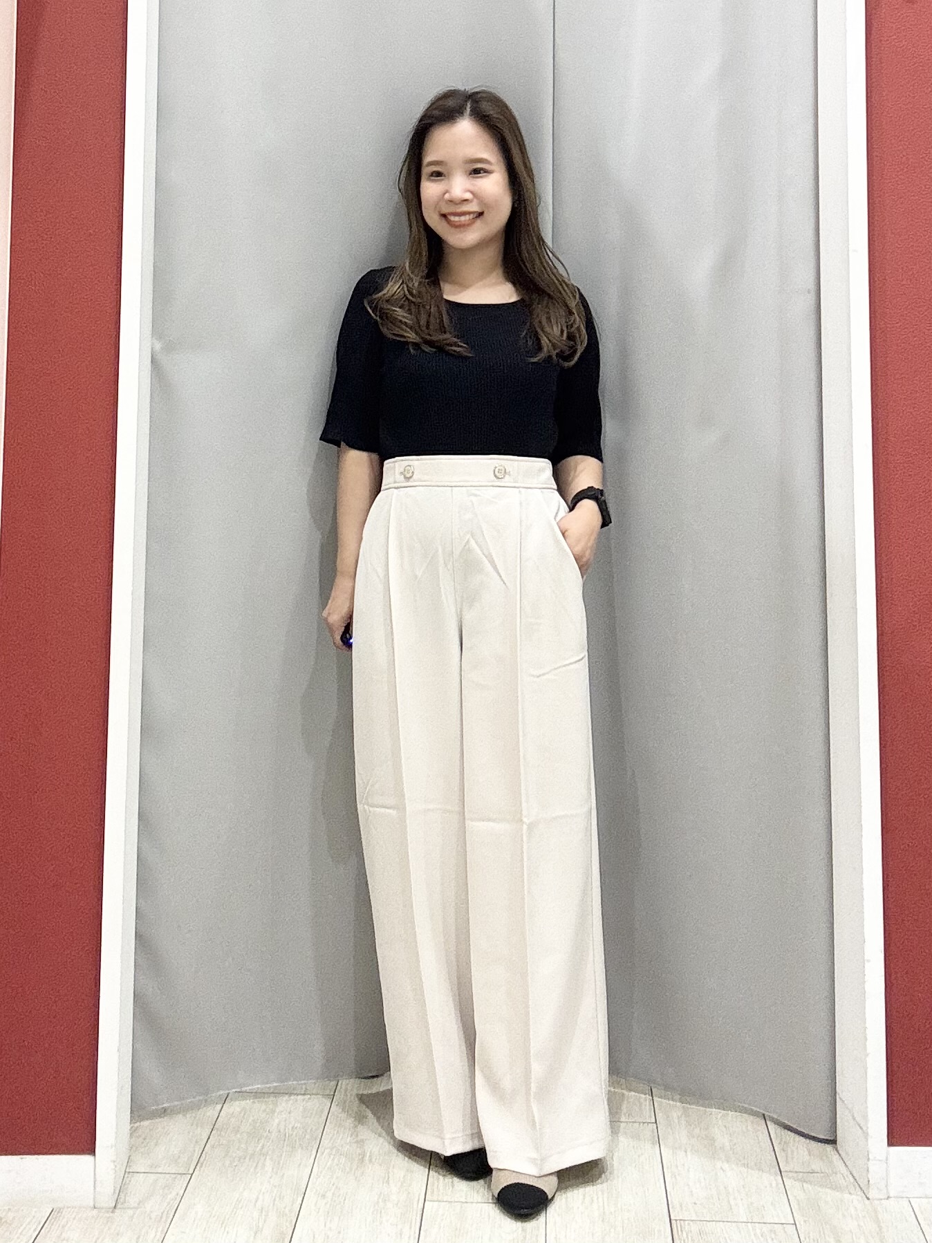 shioさんの「SHOO･LA･RUE｜【セットアップ可/洗濯後しわになりにくい/S-LL】シンプルで合わせやすい ノーカラージレ」を使ったコーディネート