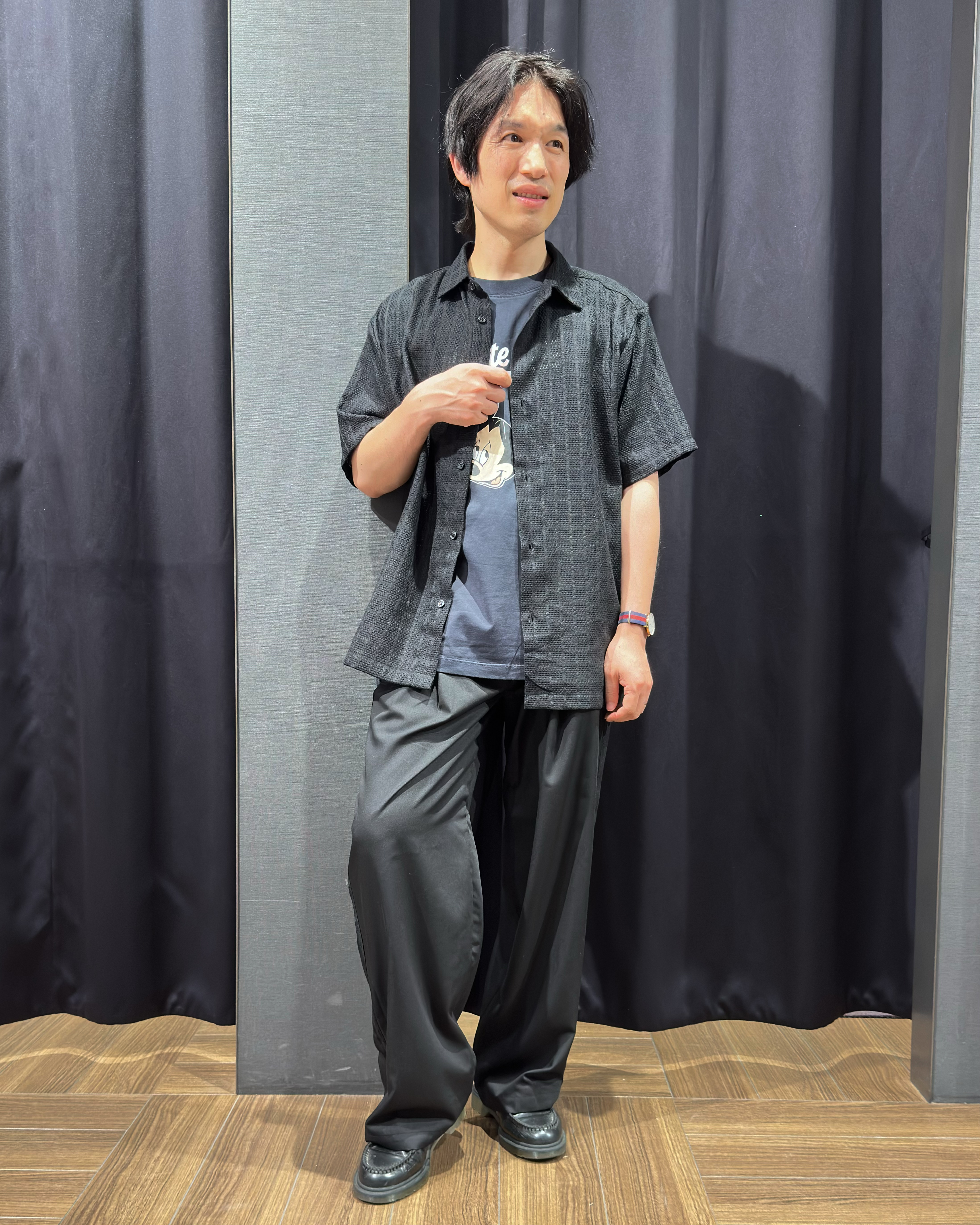 tomoyaさんの「THE SHOP TK｜【洗濯機OK】格子柄メッシュ半袖シャツ」を使ったコーディネート
