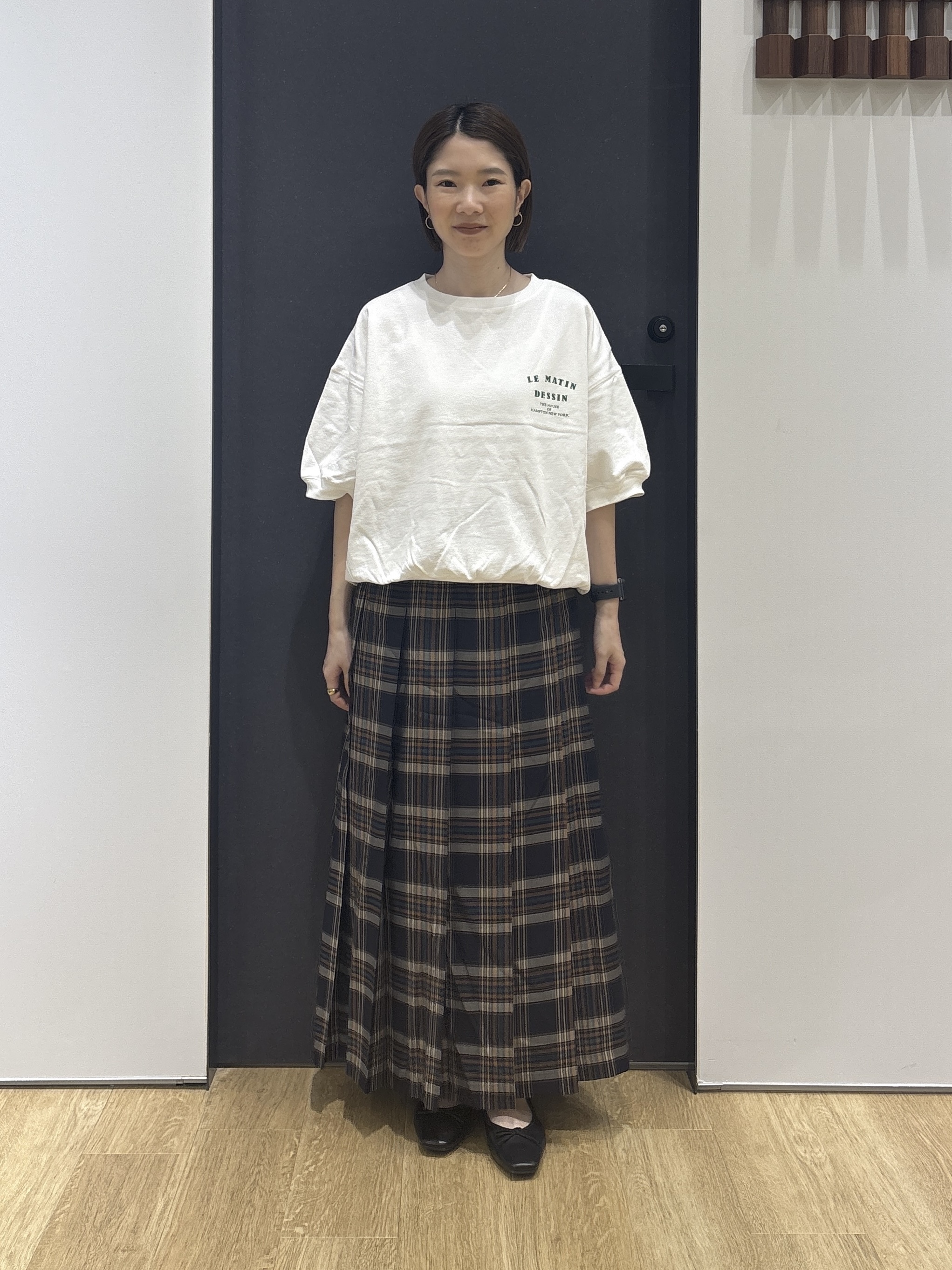risaさんの「Dessin｜ハーフスリーブロゴプルオーバー」を使ったコーディネート