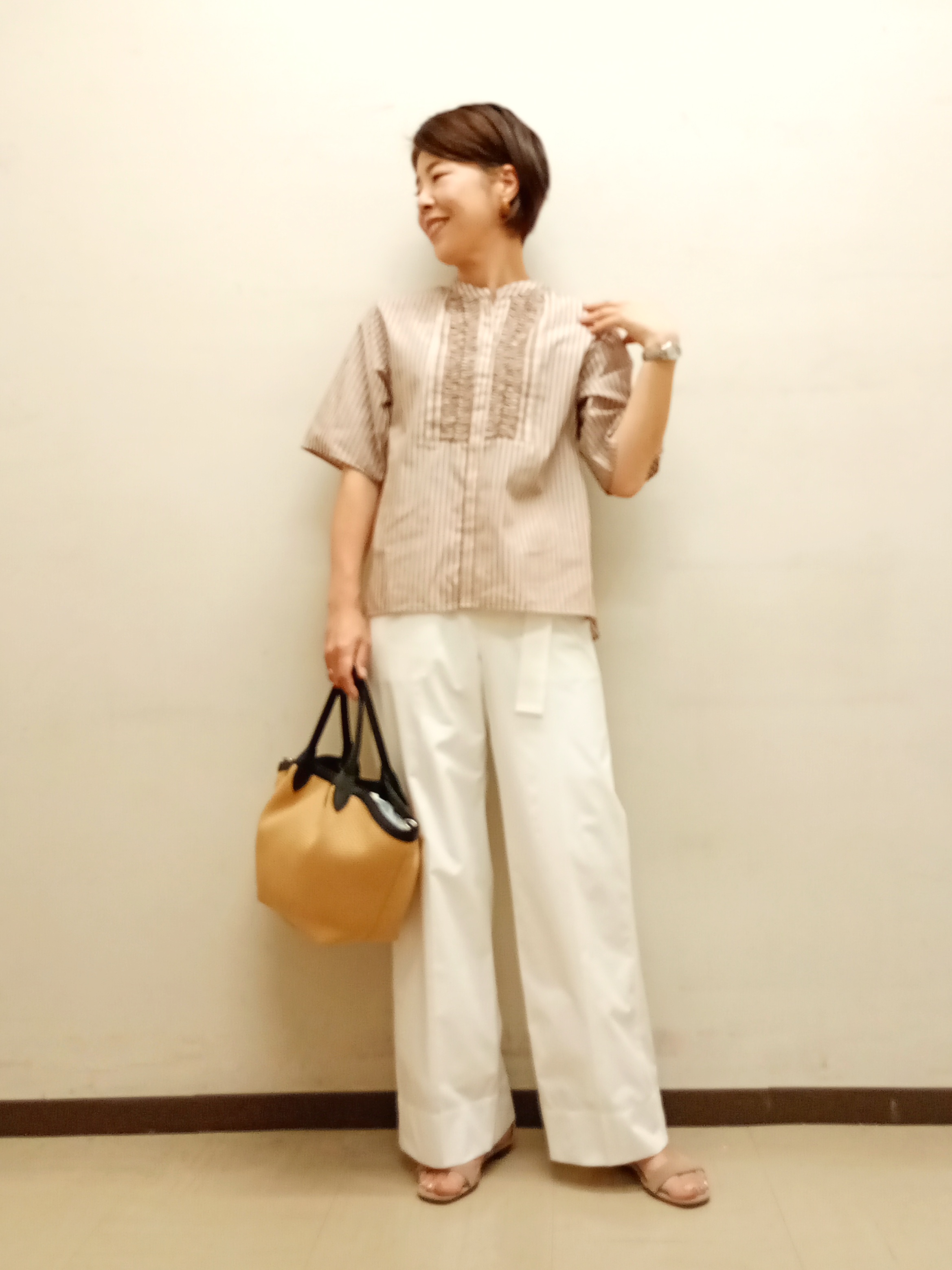 Kさんの「INDIVI｜【UVケア／吸汗速乾／着映え】フリルピンタックブラウス」を使ったコーディネート