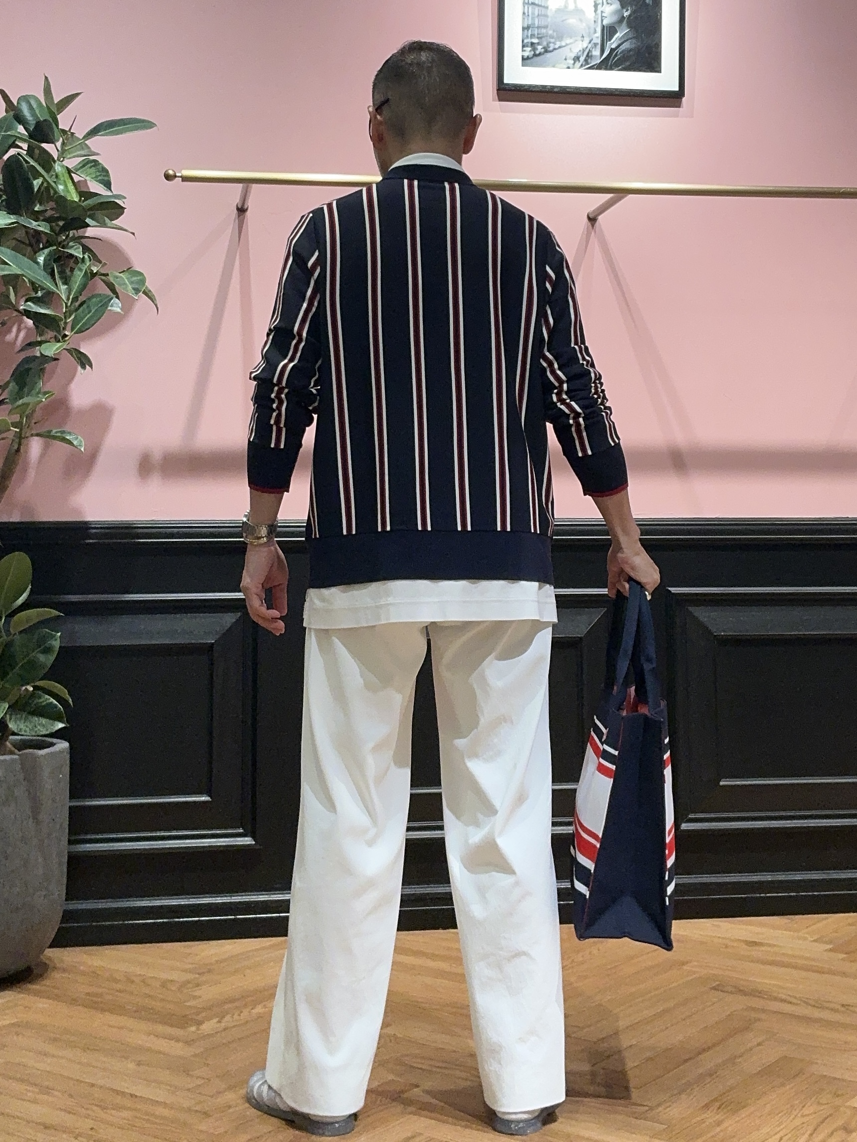 torigoeさんの「DRESSTERIOR｜【ウォッシャブル】ウールレーヨン ストライプラウンドネックカーディガン」を使ったコーディネート