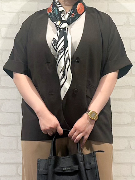 mochiさんの「OPAQUE.CLIP｜【接触冷感／吸水速乾／通気性】リネンライクジャケット《防シワ／洗濯機OK》」を使ったコーディネート