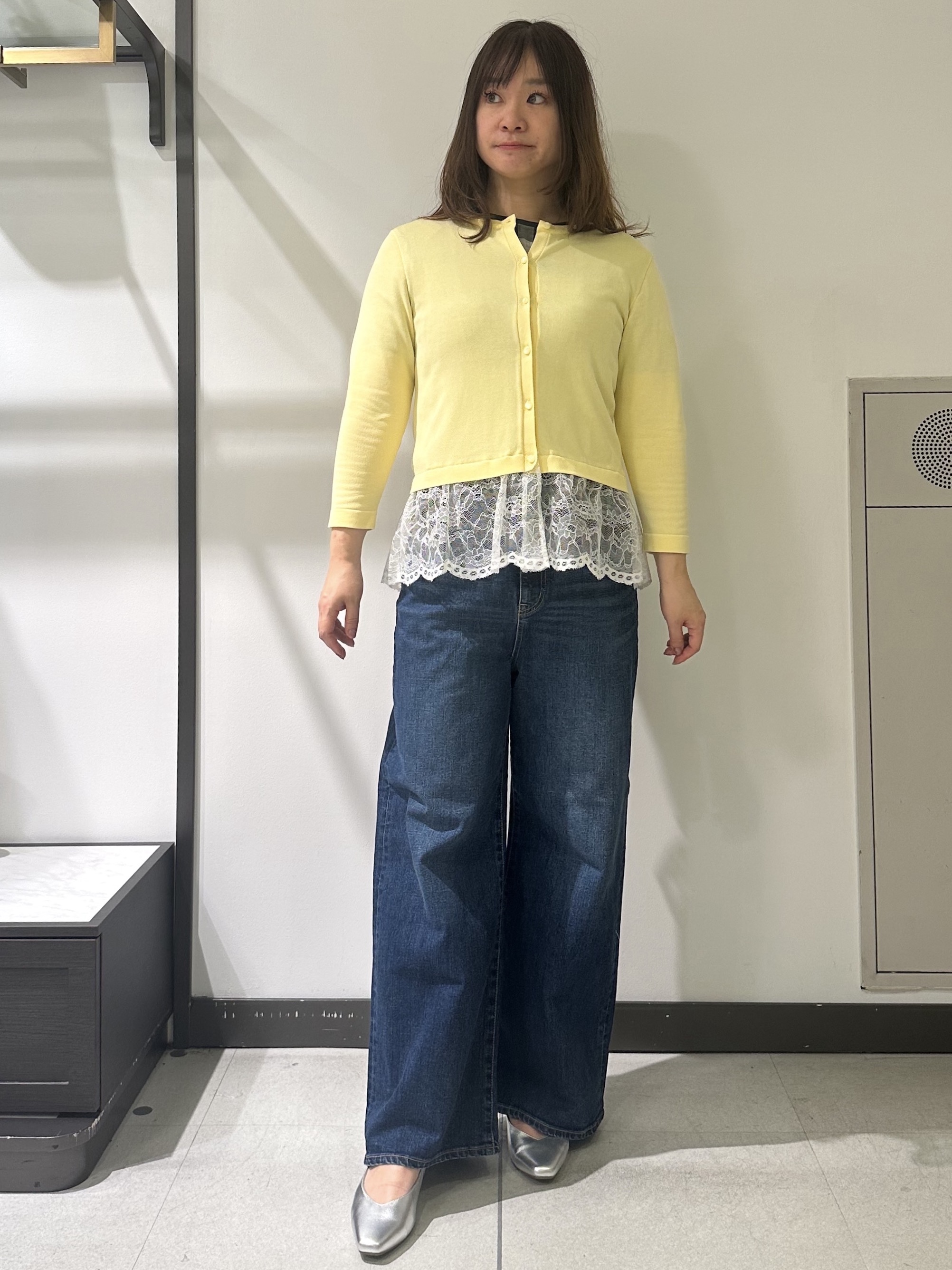 miさんの「Reflect｜【手洗い可】レースデザインニットカーディガン」を使ったコーディネート