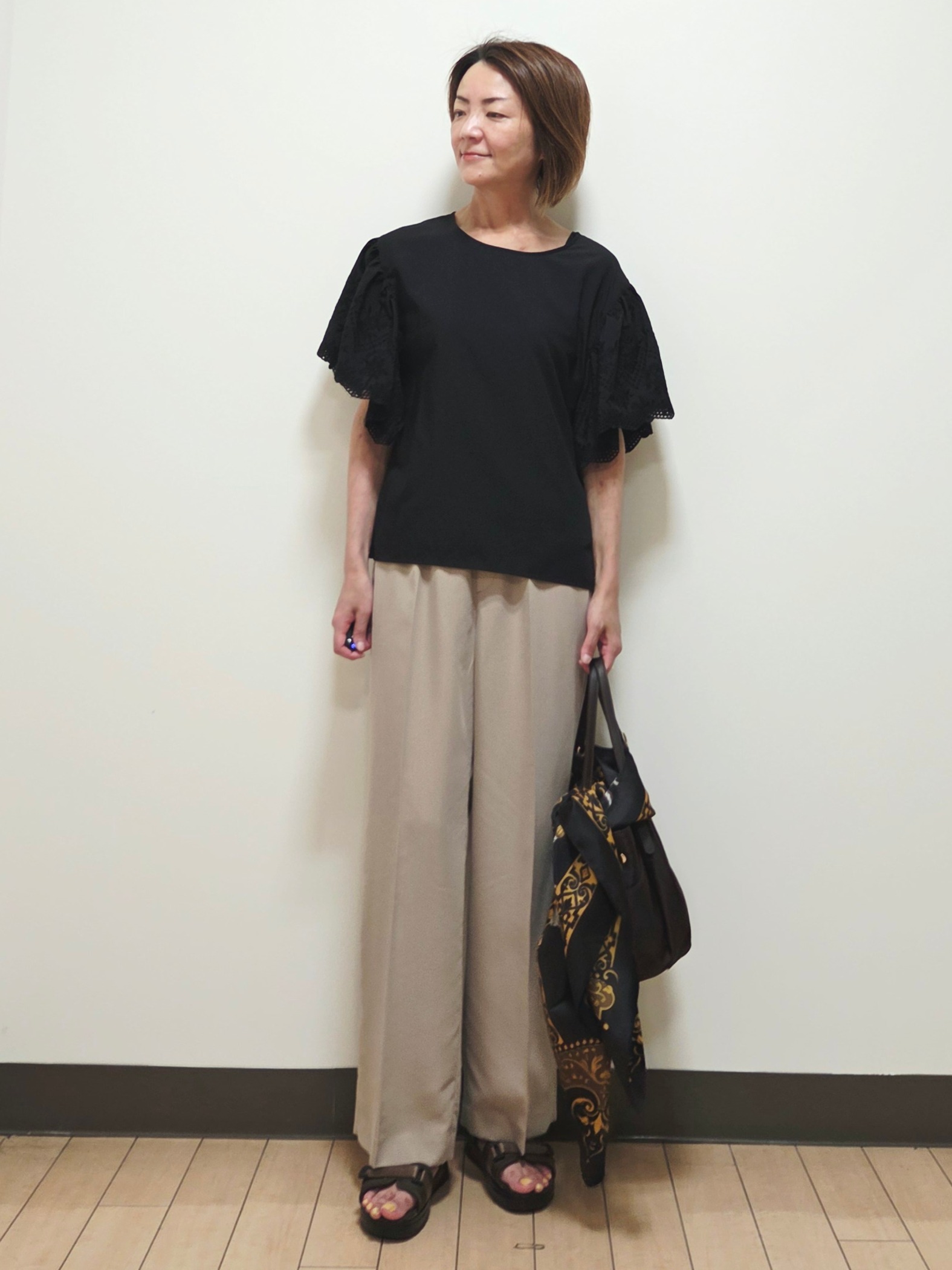 yuuさんの「Reflect｜【通勤◎】スカラップレーススリーブ ブラウス」を使ったコーディネート
