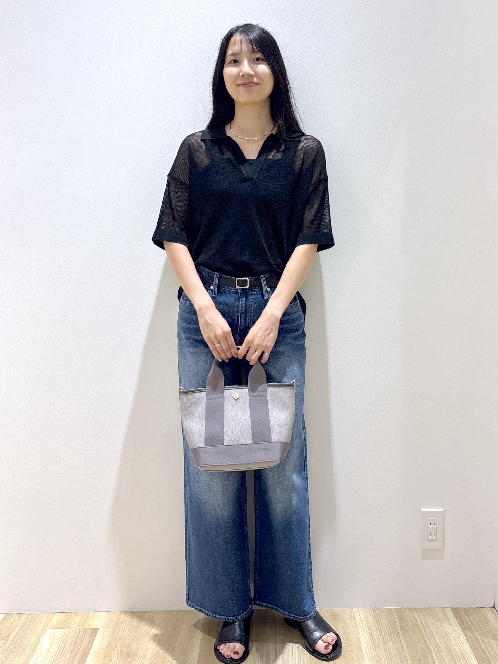 sachikoさんの「OPAQUE.CLIP｜メッシュスキッパーポロニット【UVケア／洗濯機OK】」を使ったコーディネート