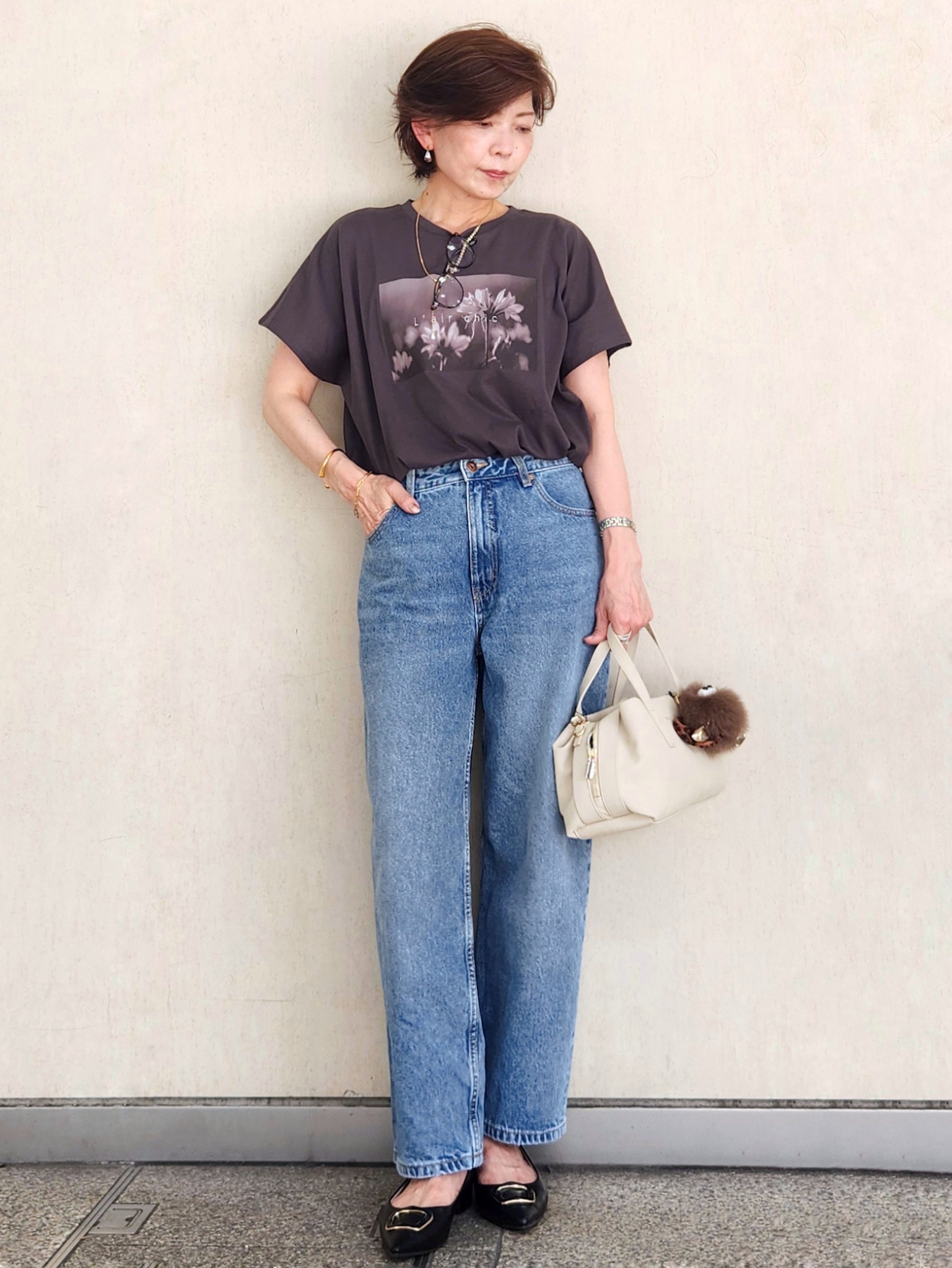 milkyさんの「OPAQUE.CLIP｜フォトプリントTシャツ【洗濯機OK】」を使ったコーディネート