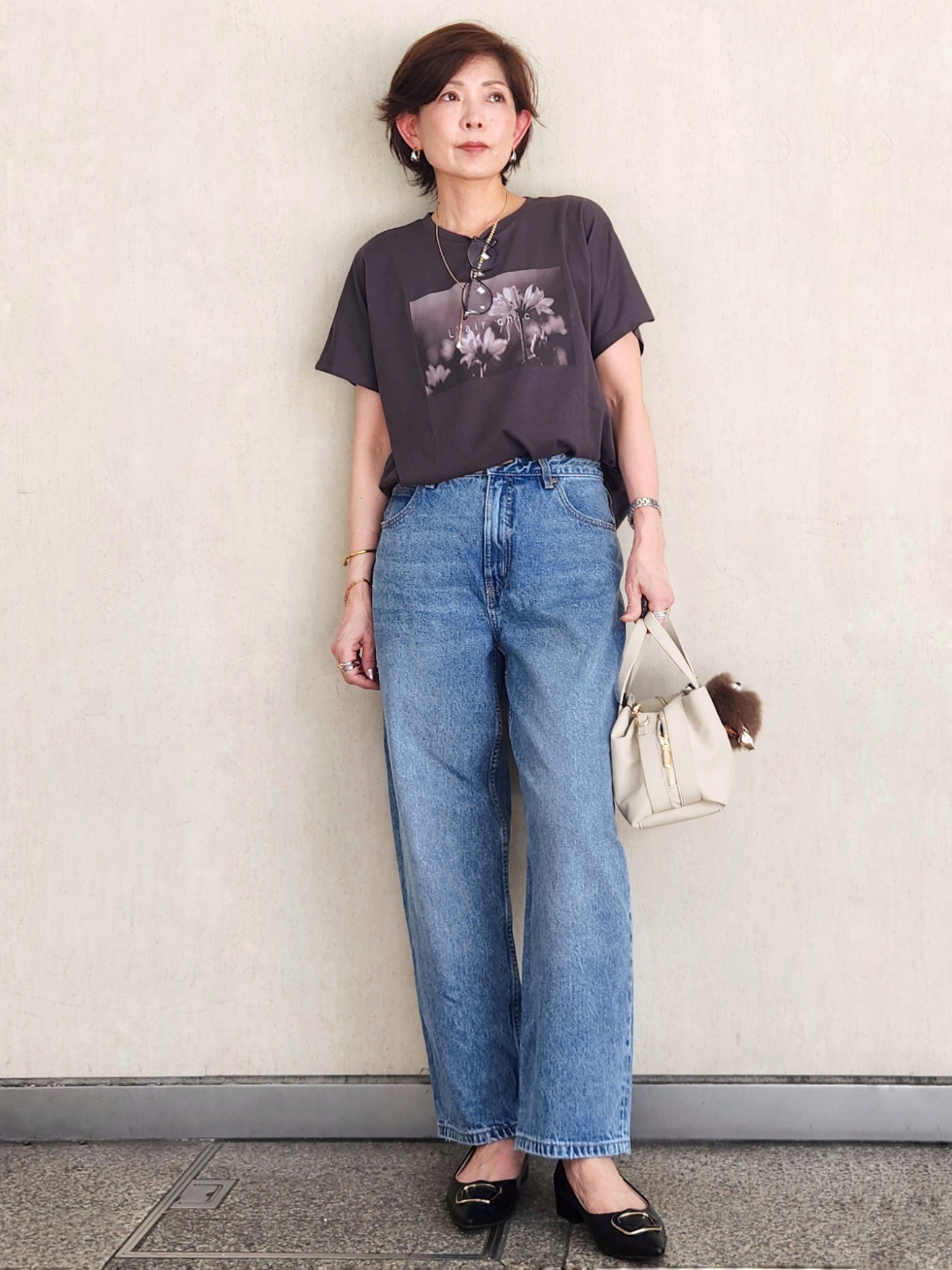 milkyさんの「OPAQUE.CLIP｜フォトプリントTシャツ【洗濯機OK】」を使ったコーディネート