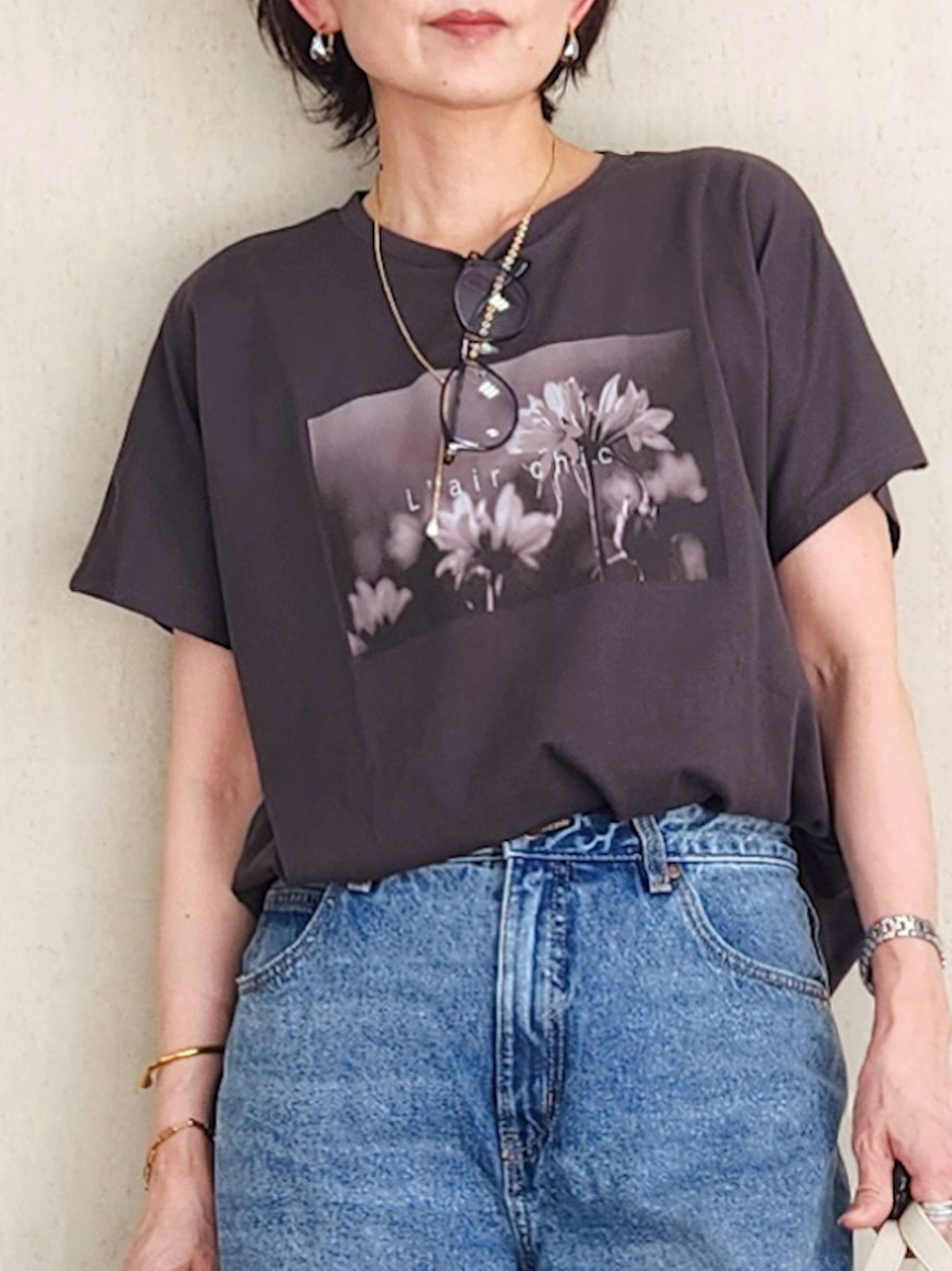 milkyさんの「OPAQUE.CLIP｜フォトプリントTシャツ【洗濯機OK】」を使ったコーディネート