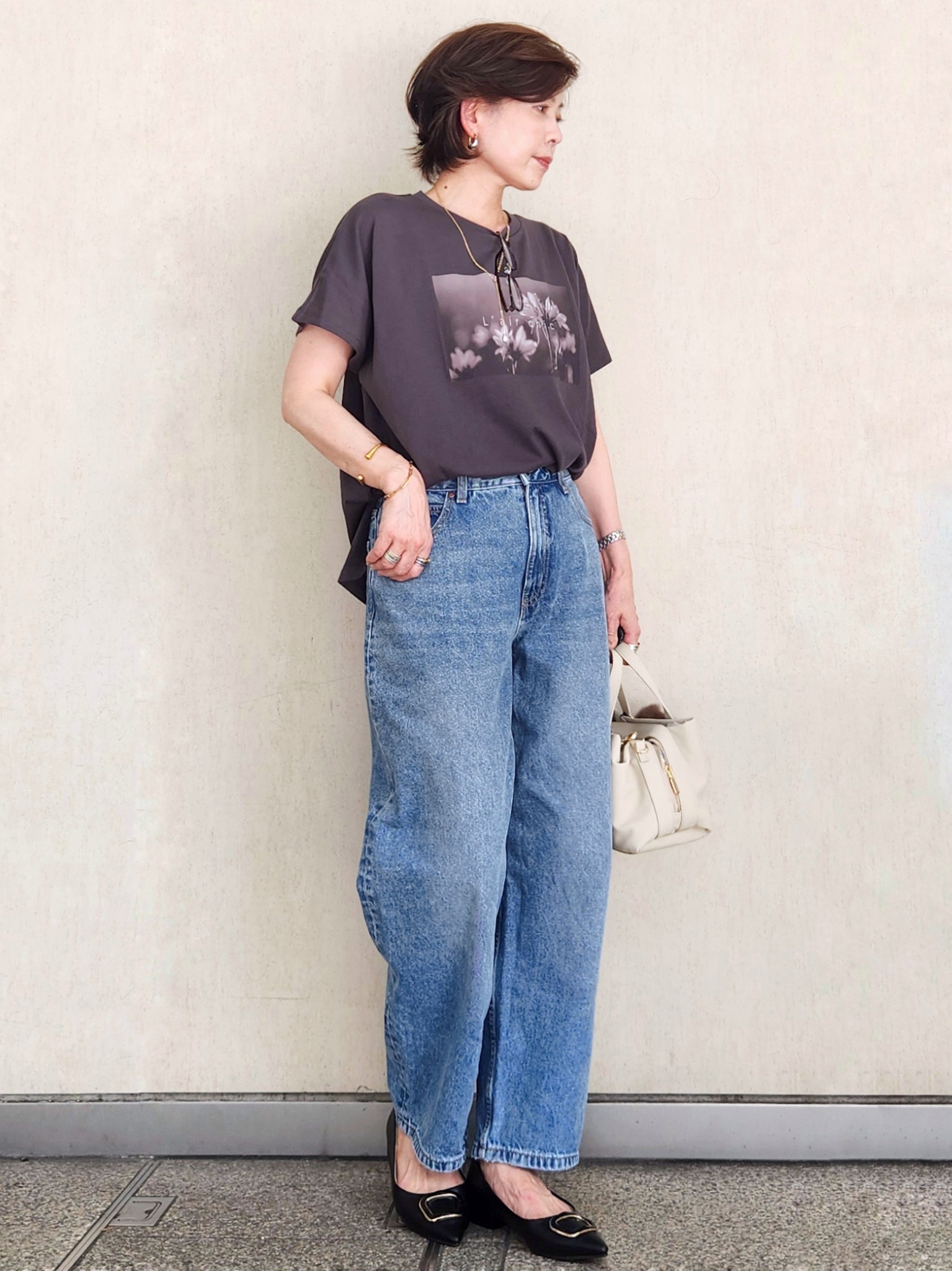 milkyさんの「OPAQUE.CLIP｜フォトプリントTシャツ【洗濯機OK】」を使ったコーディネート