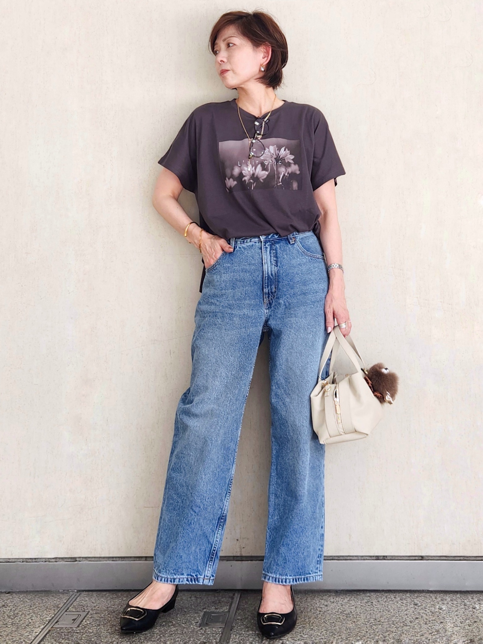 milkyさんの「OPAQUE.CLIP｜フォトプリントTシャツ【洗濯機OK】」を使ったコーディネート