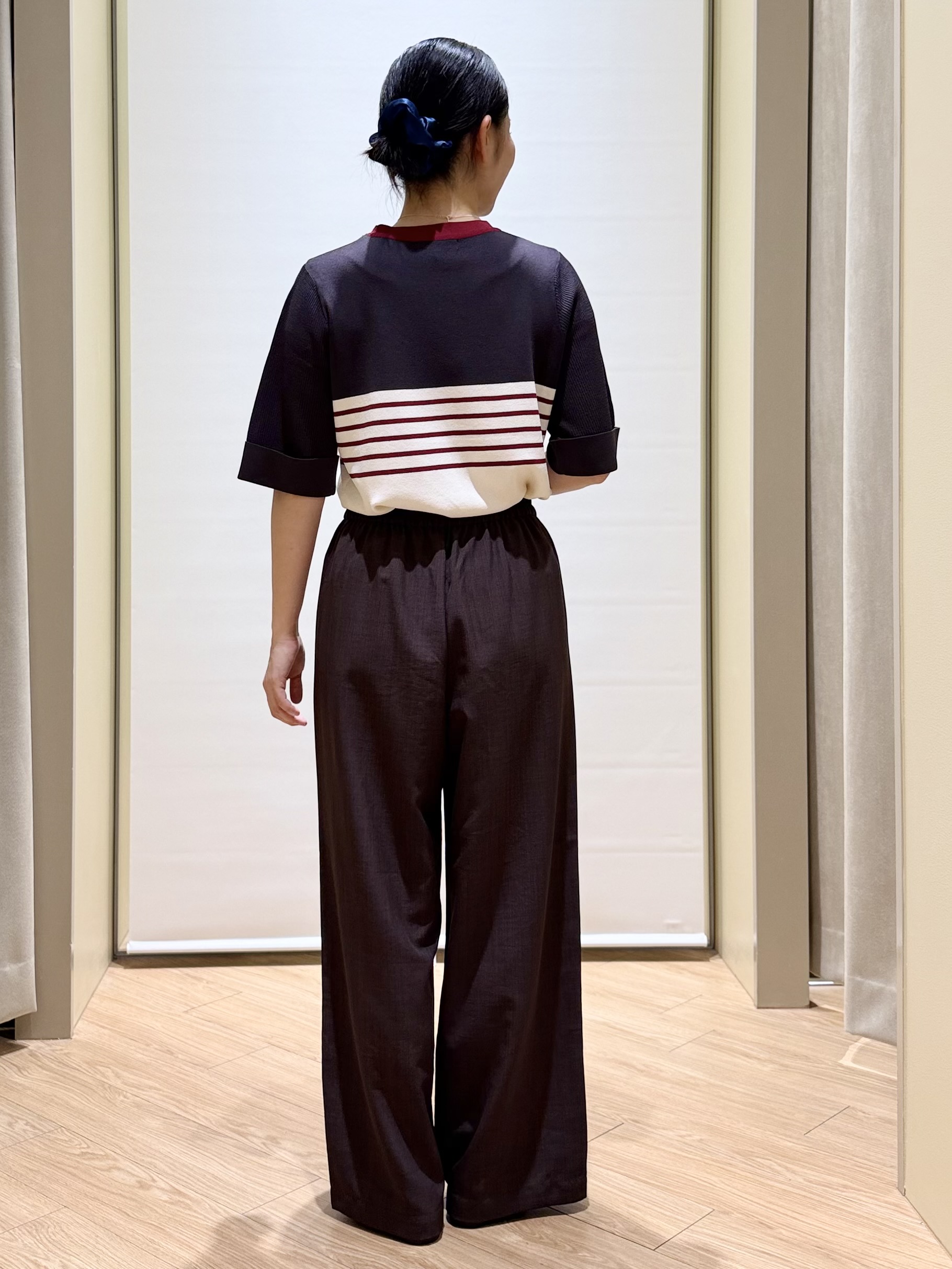 あんりさんの「grove｜新色追加！【シリーズ累計36万枚/名品ニット】やわらかドライタッチ 袖メッシュ編みニット」を使ったコーディネート