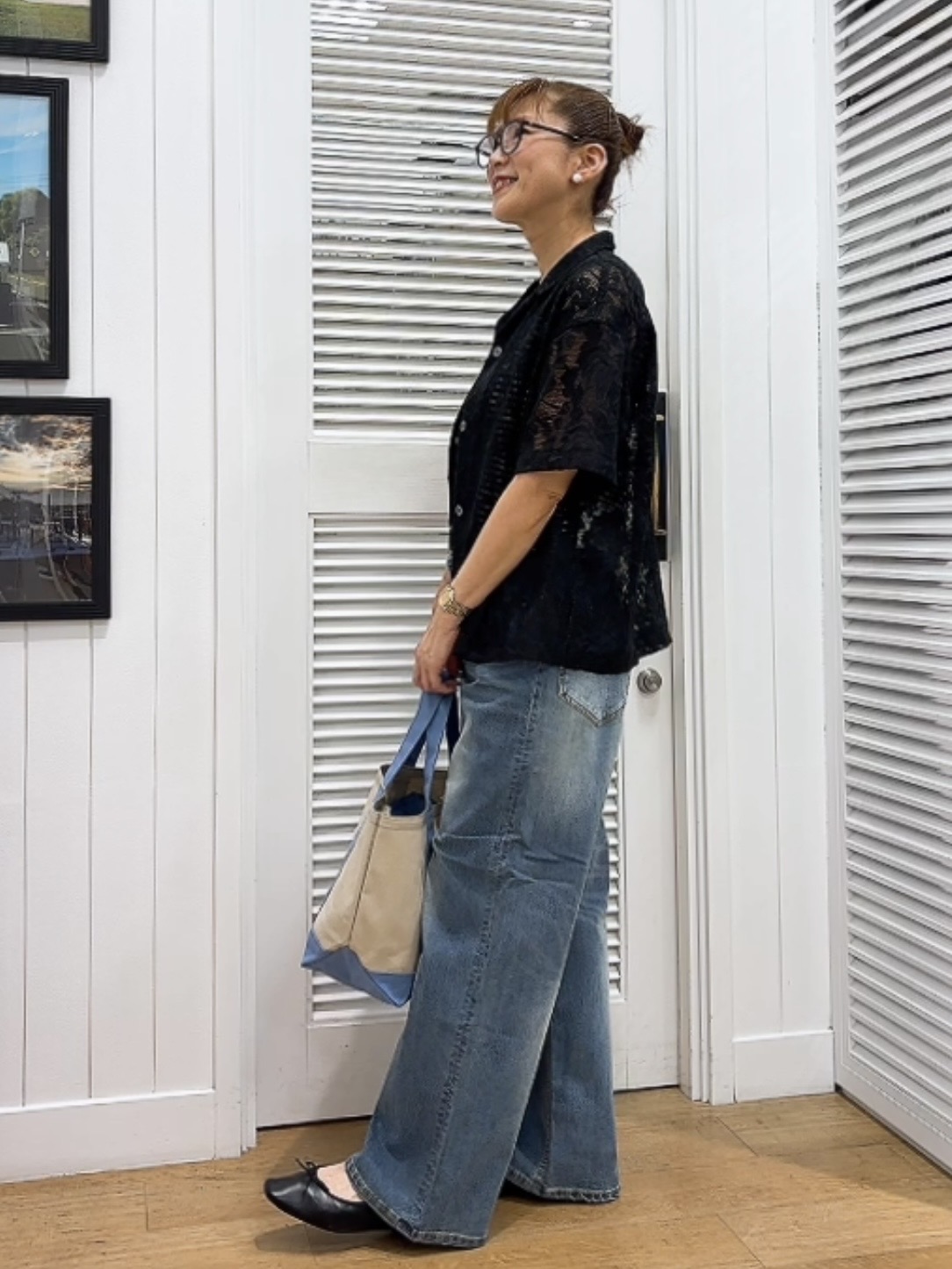 Yasucoさんの「Dessin｜カラミレース 開襟シャツ」を使ったコーディネート