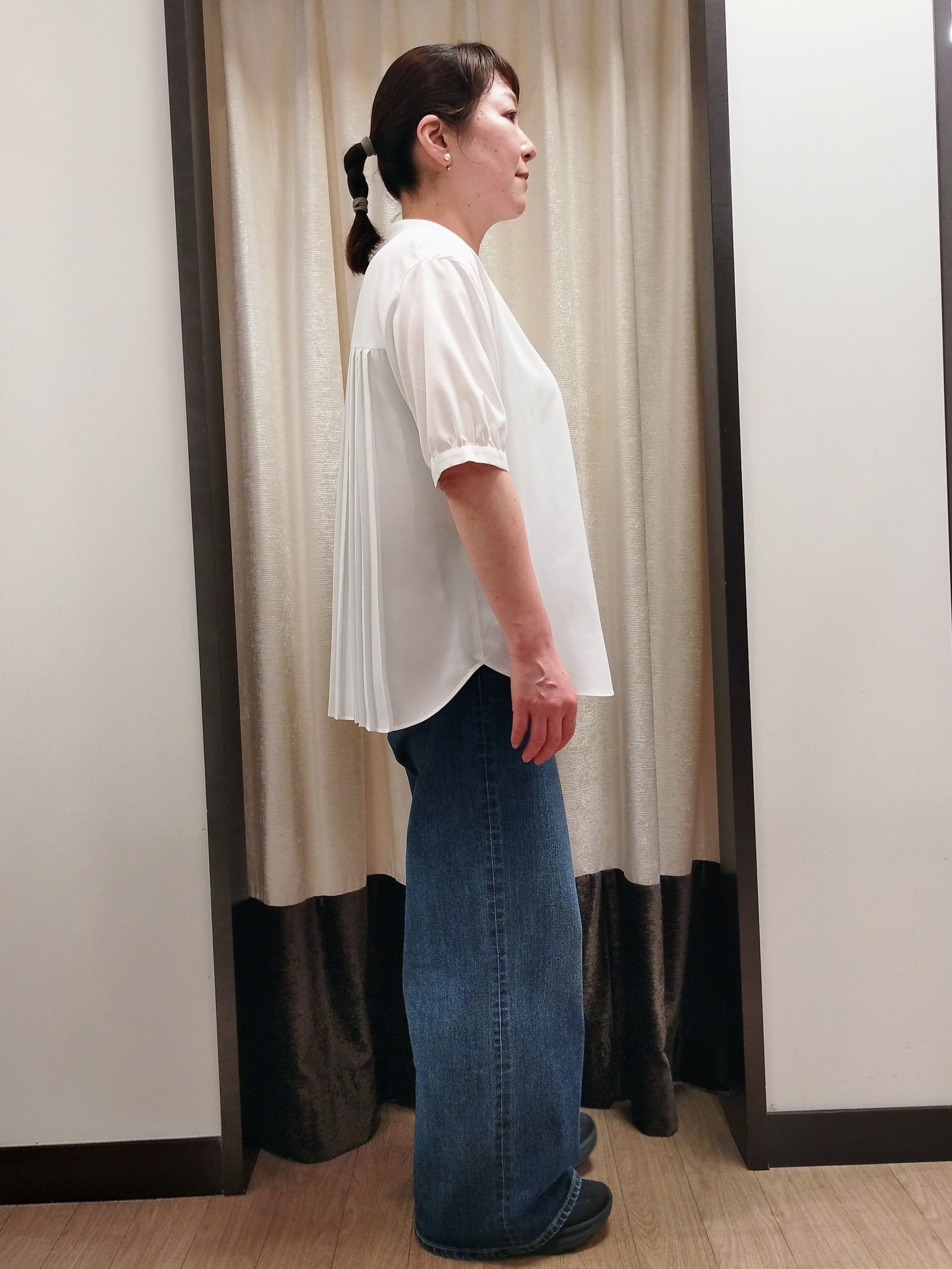 junさんの「Reflect｜【手洗い可】異素材ドッキングブラウス」を使ったコーディネート
