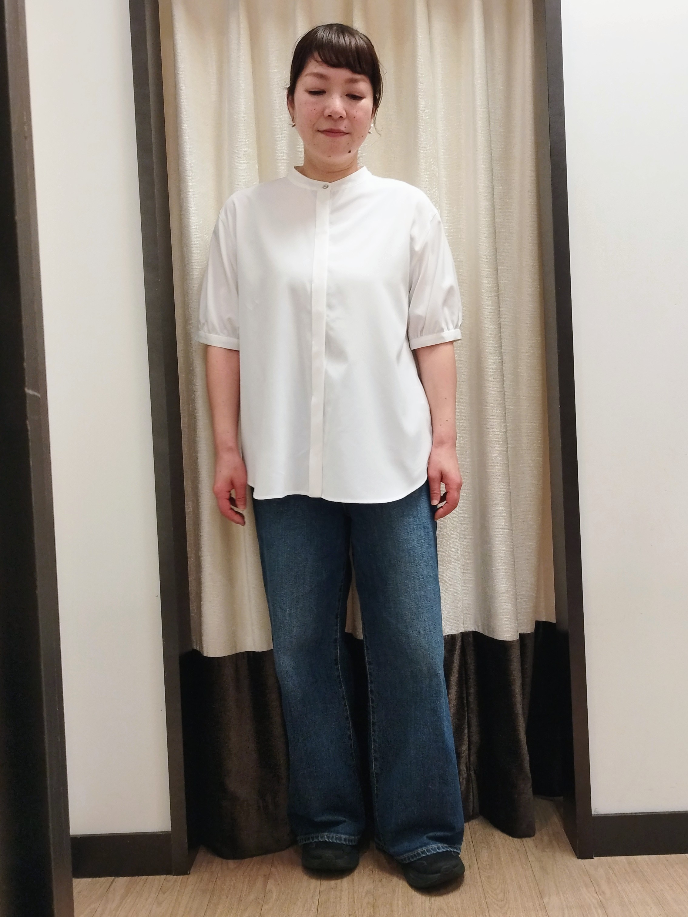 junさんの「Reflect｜【手洗い可】異素材ドッキングブラウス」を使ったコーディネート