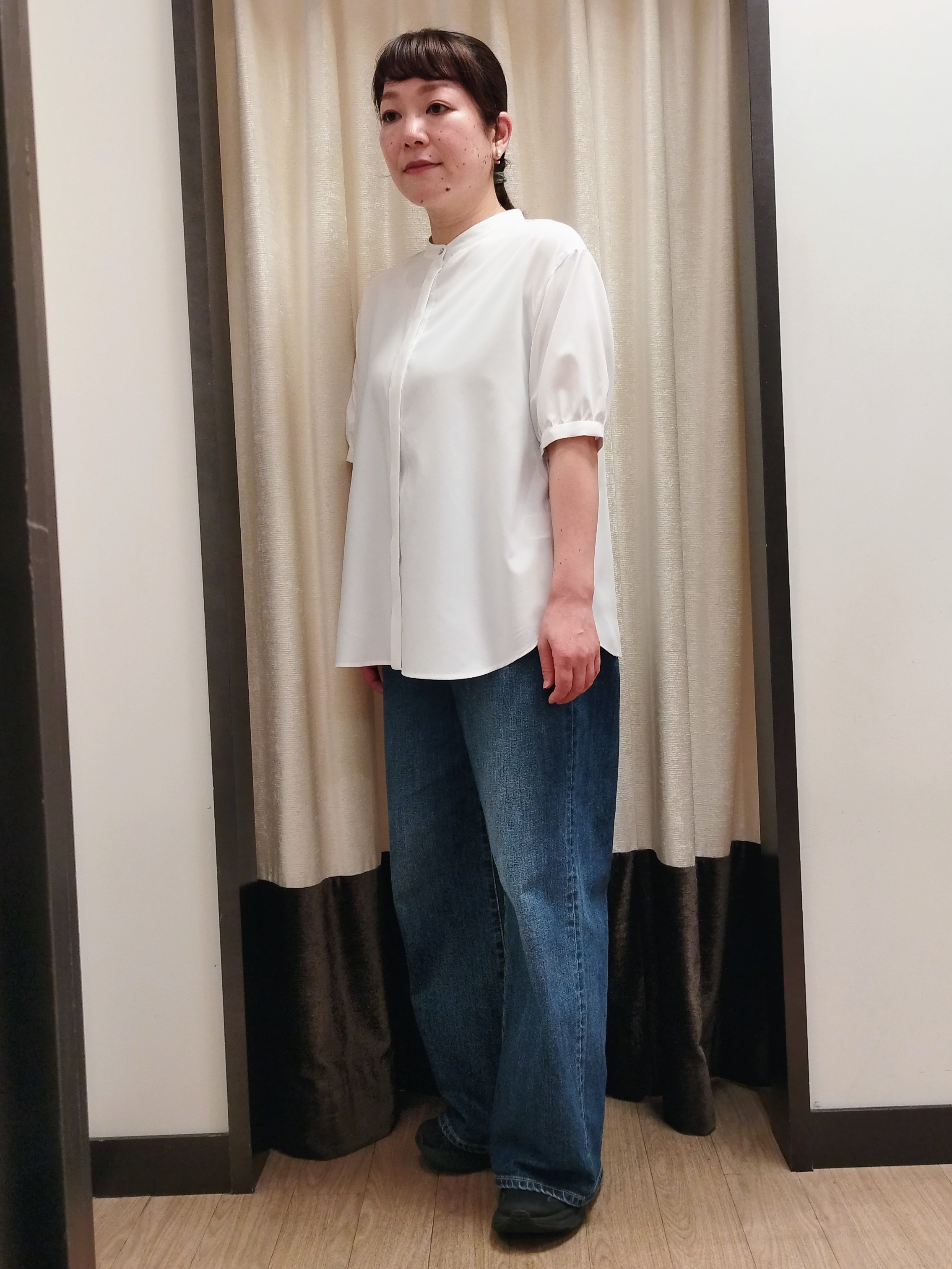 junさんの「Reflect｜【手洗い可】異素材ドッキングブラウス」を使ったコーディネート