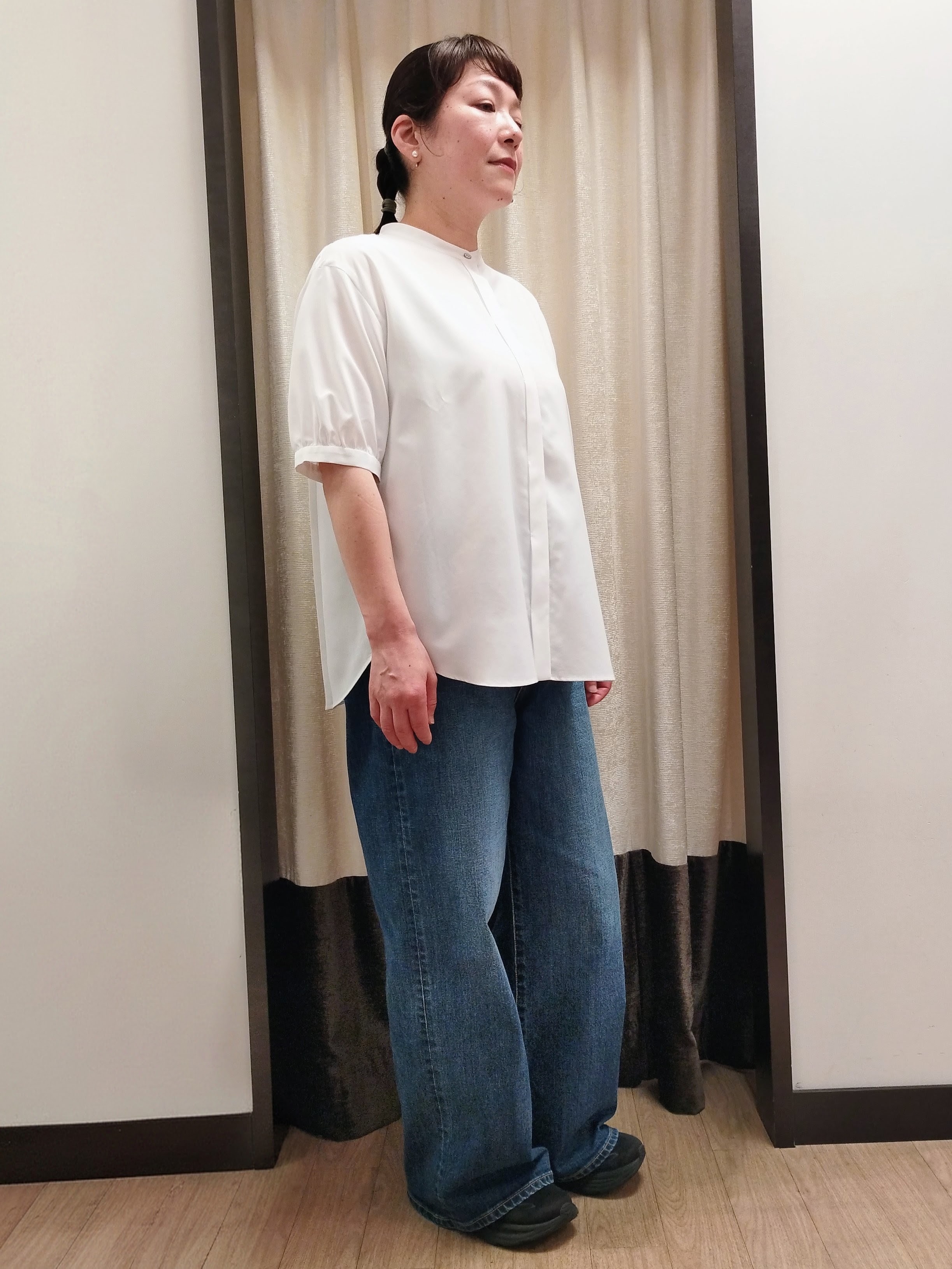 junさんの「Reflect｜【手洗い可】異素材ドッキングブラウス」を使ったコーディネート