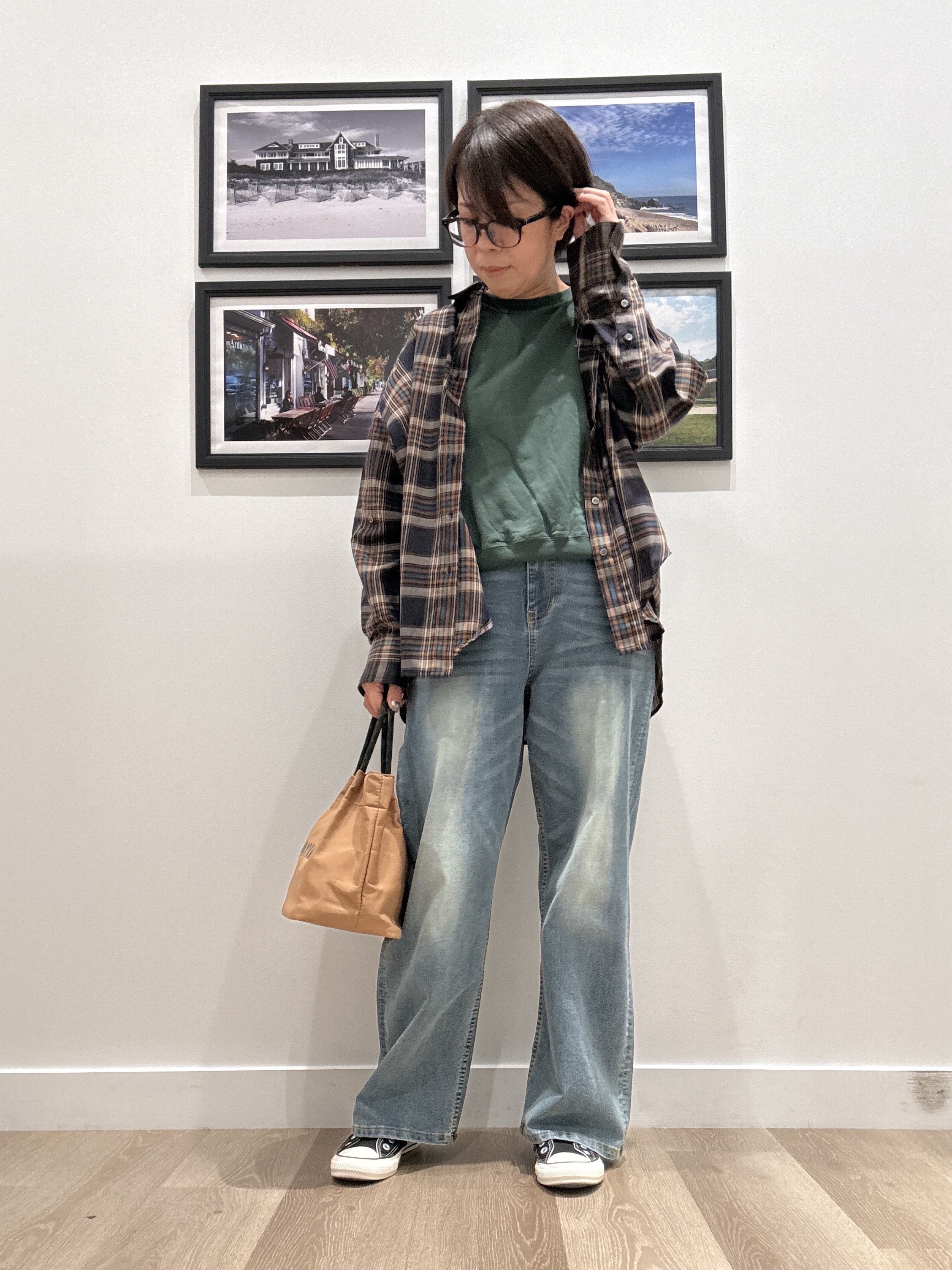 Naoさんの「Dessin｜【セットアップ可】シアーチェック オーバーシャツ」を使ったコーディネート