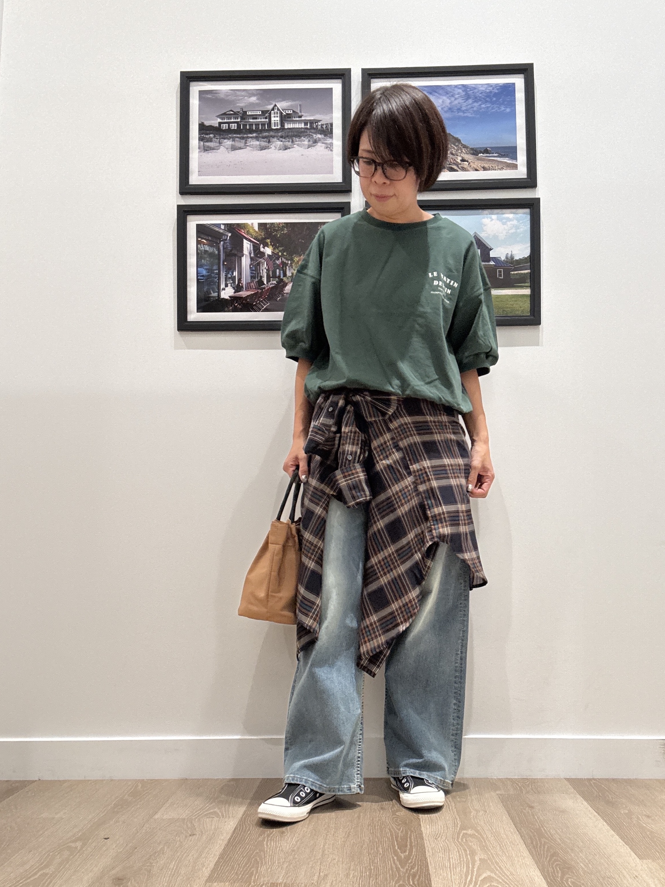 Naoさんの「Dessin｜【セットアップ可】シアーチェック オーバーシャツ」を使ったコーディネート