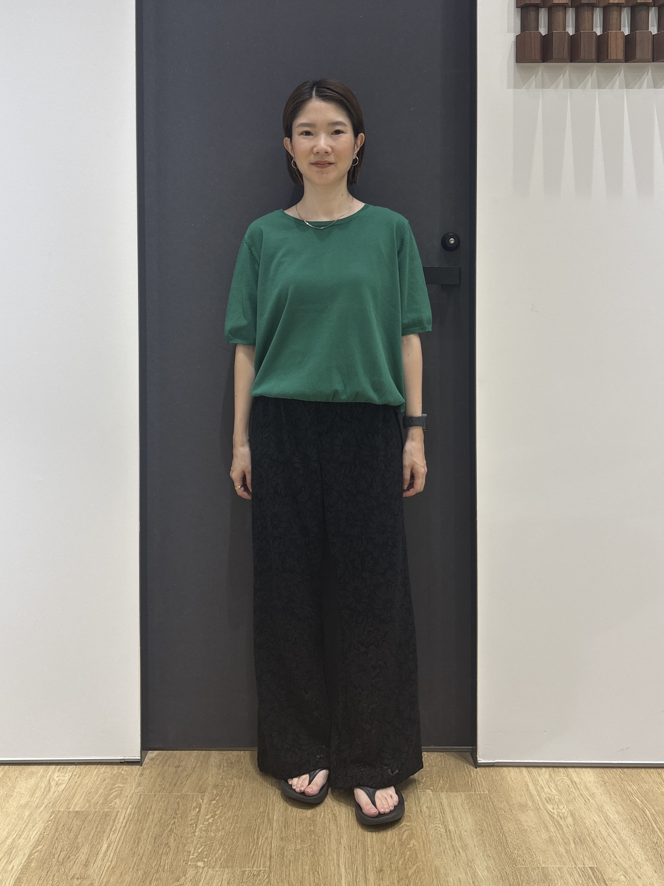 risaさんの「Dessin｜【9色展開/接触冷感/UVカット】ドライタッチサマーニットT」を使ったコーディネート