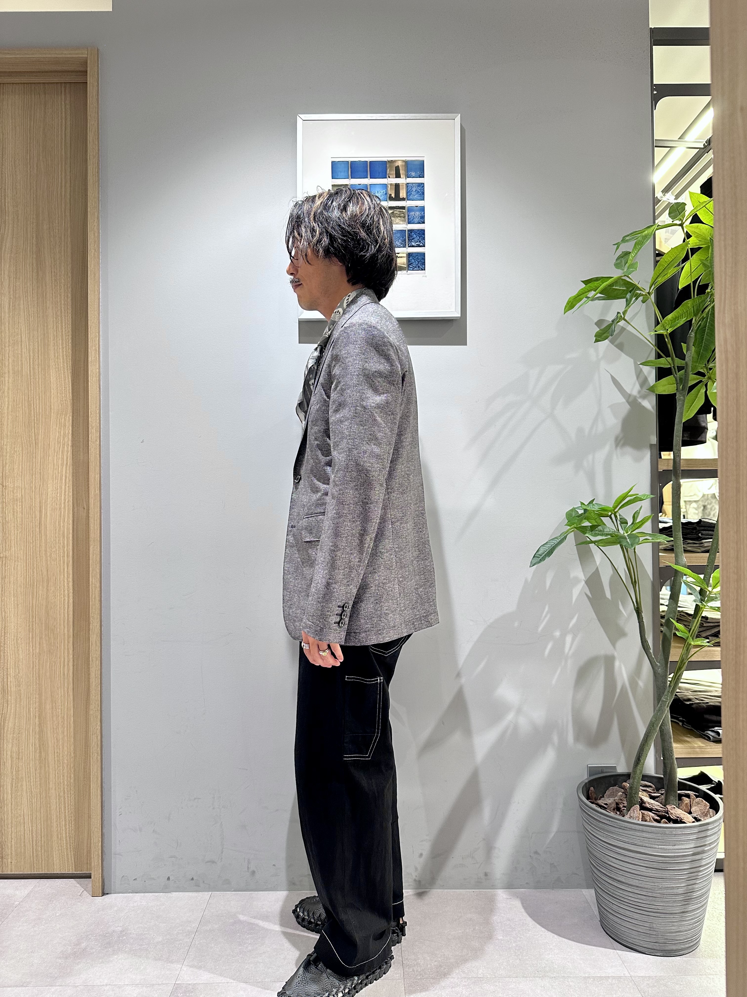 obaさんの「TAKEO KIKUCHI｜【抗菌防臭】COOL DOTS（R）ドビープリント ジャケット」を使ったコーディネート