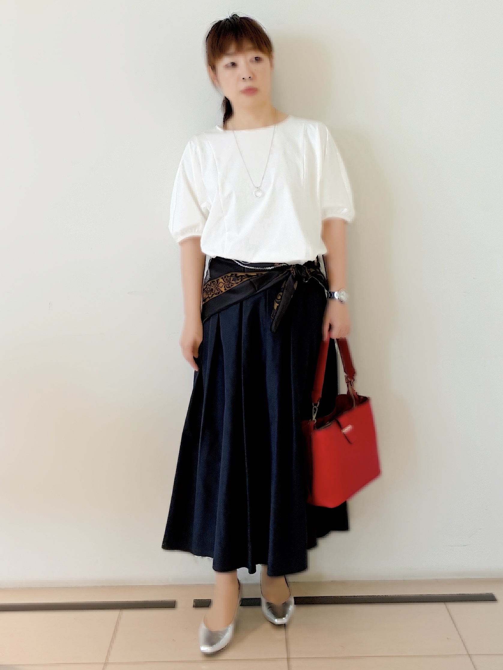 ひーさんの「Reflect｜【UVカット／接触冷感／吸水速乾】ギャザースリーブカットソー」を使ったコーディネート