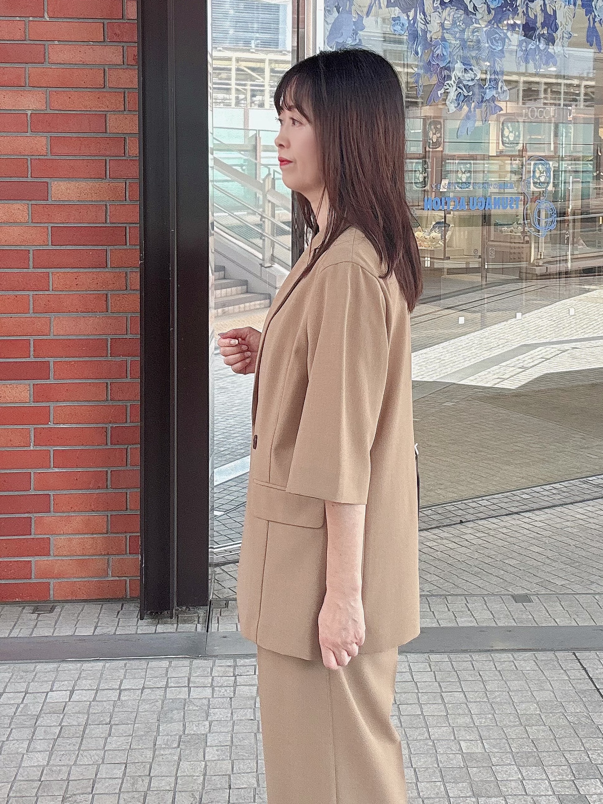 makiさんの「UNTITLED｜【セットアップ可/UVカット/通気性】エアリークール半袖ジャケット」を使ったコーディネート