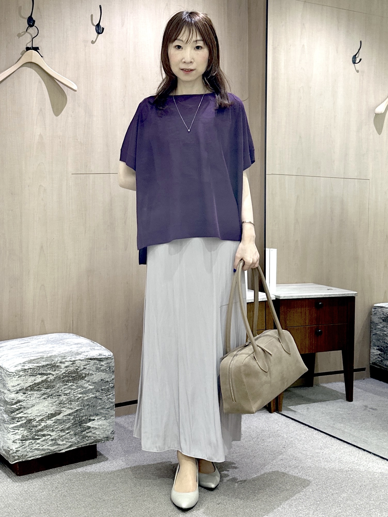 Miwaさんの「UNTITLED｜【アンサンブル可/品のある透け感】Tシャツ風ニットトップス」を使ったコーディネート