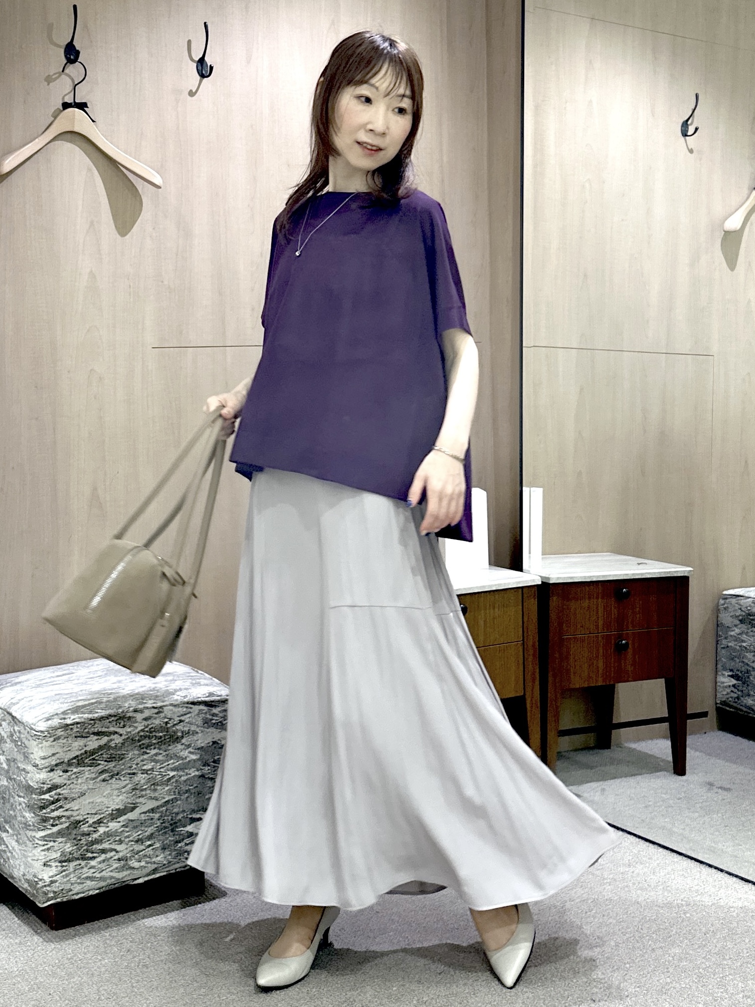 Miwaさんの「UNTITLED｜【アンサンブル可/品のある透け感】Tシャツ風ニットトップス」を使ったコーディネート