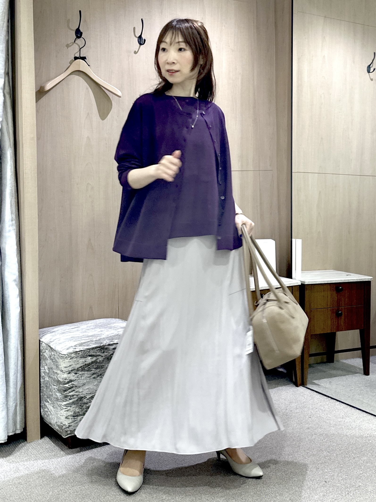 Miwaさんの「UNTITLED｜【アンサンブル可/品のある透け感】Tシャツ風ニットトップス」を使ったコーディネート