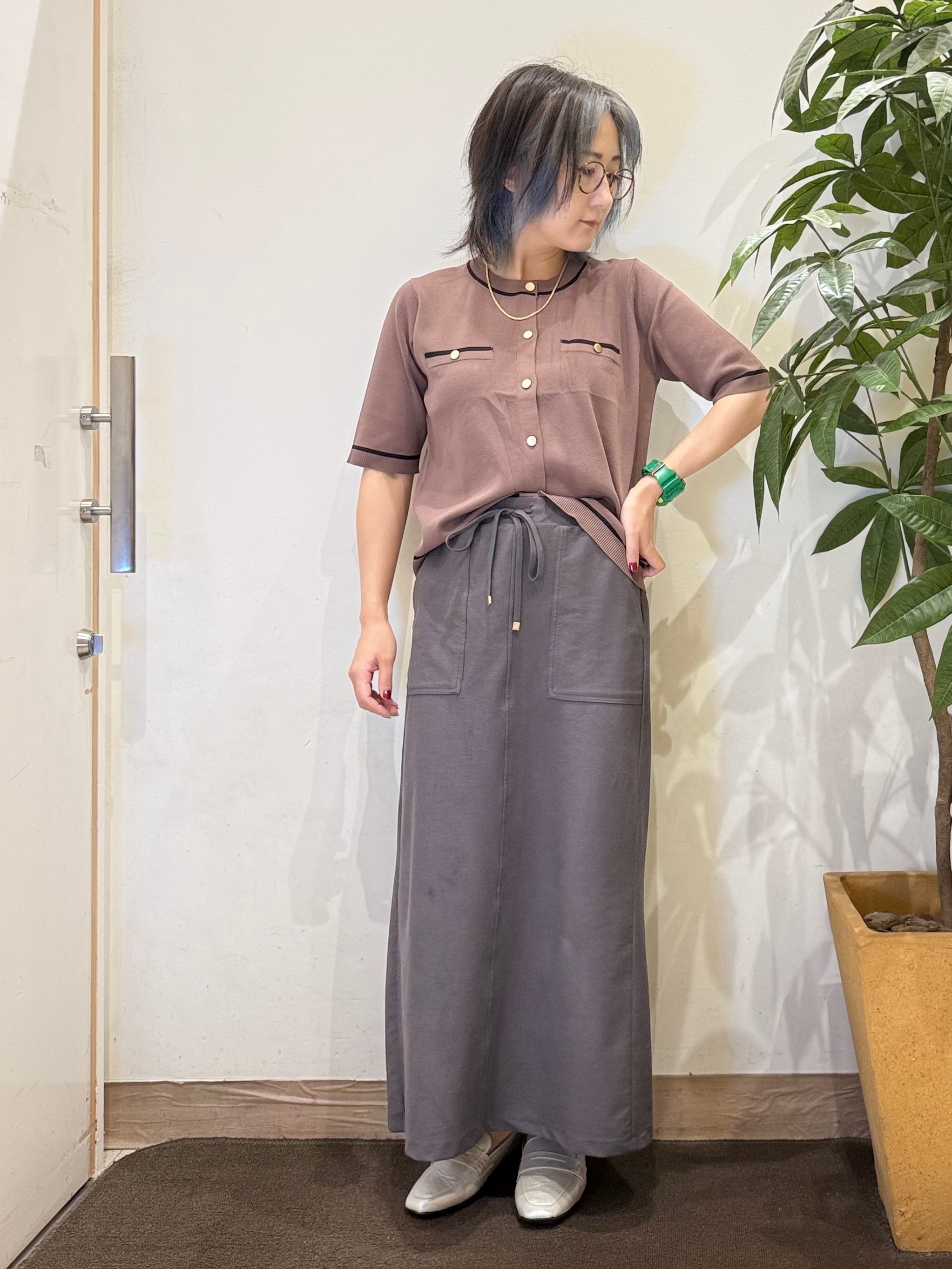 misakiさんの「SHOO･LA･RUE｜【ひんやり/UV/S-LL/洗濯機可】毛玉になりにくい 配色5分袖カーディガン」を使ったコーディネート