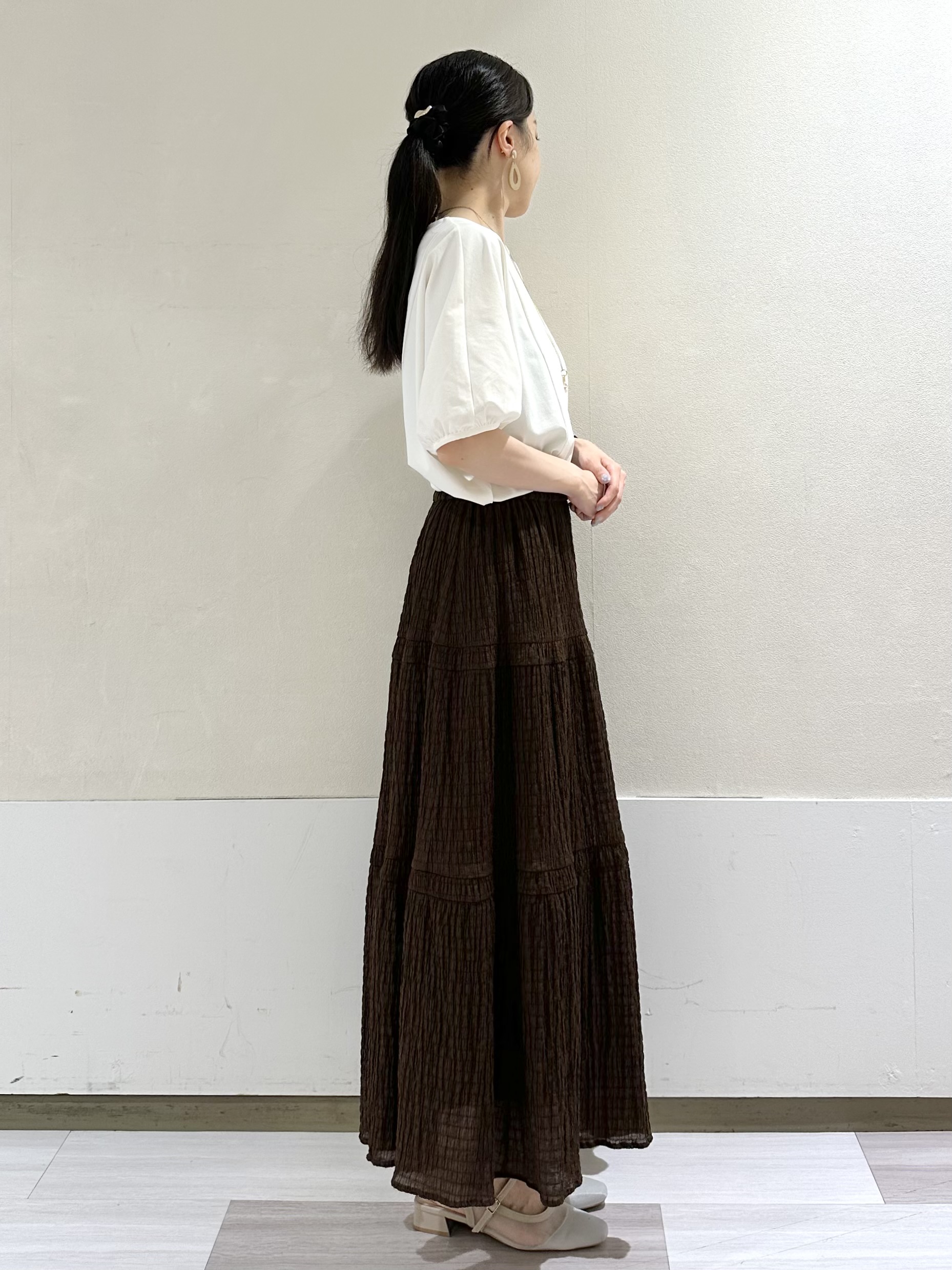 Momoさんの「Reflect｜【UVカット／接触冷感／吸水速乾】ギャザースリーブカットソー」を使ったコーディネート