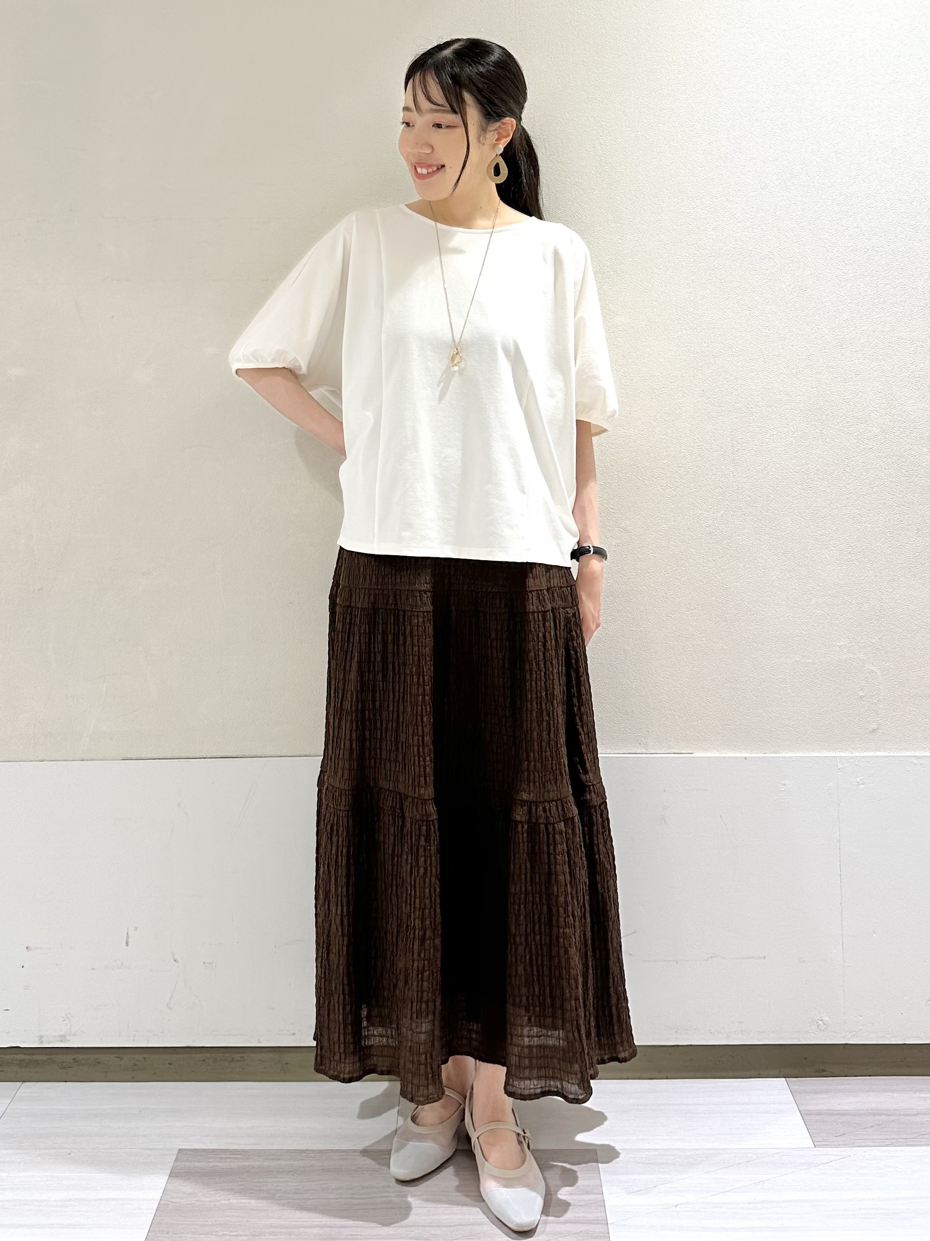 Momoさんの「Reflect｜【UVカット／接触冷感／吸水速乾】ギャザースリーブカットソー」を使ったコーディネート