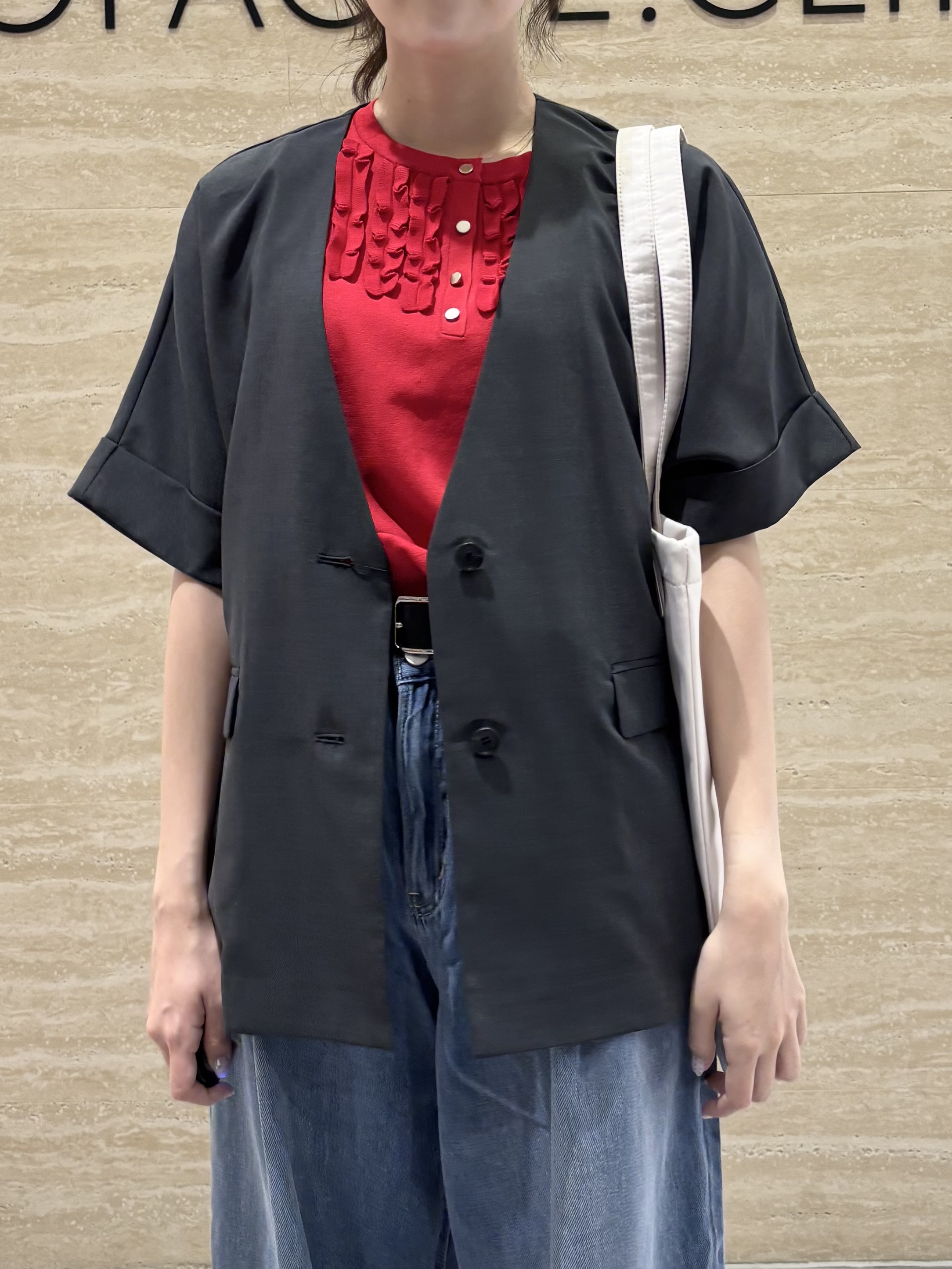Ririkaさんの「OPAQUE.CLIP｜【接触冷感／吸水速乾／通気性】リネンライクジャケット《防シワ／洗濯機OK》」を使ったコーディネート