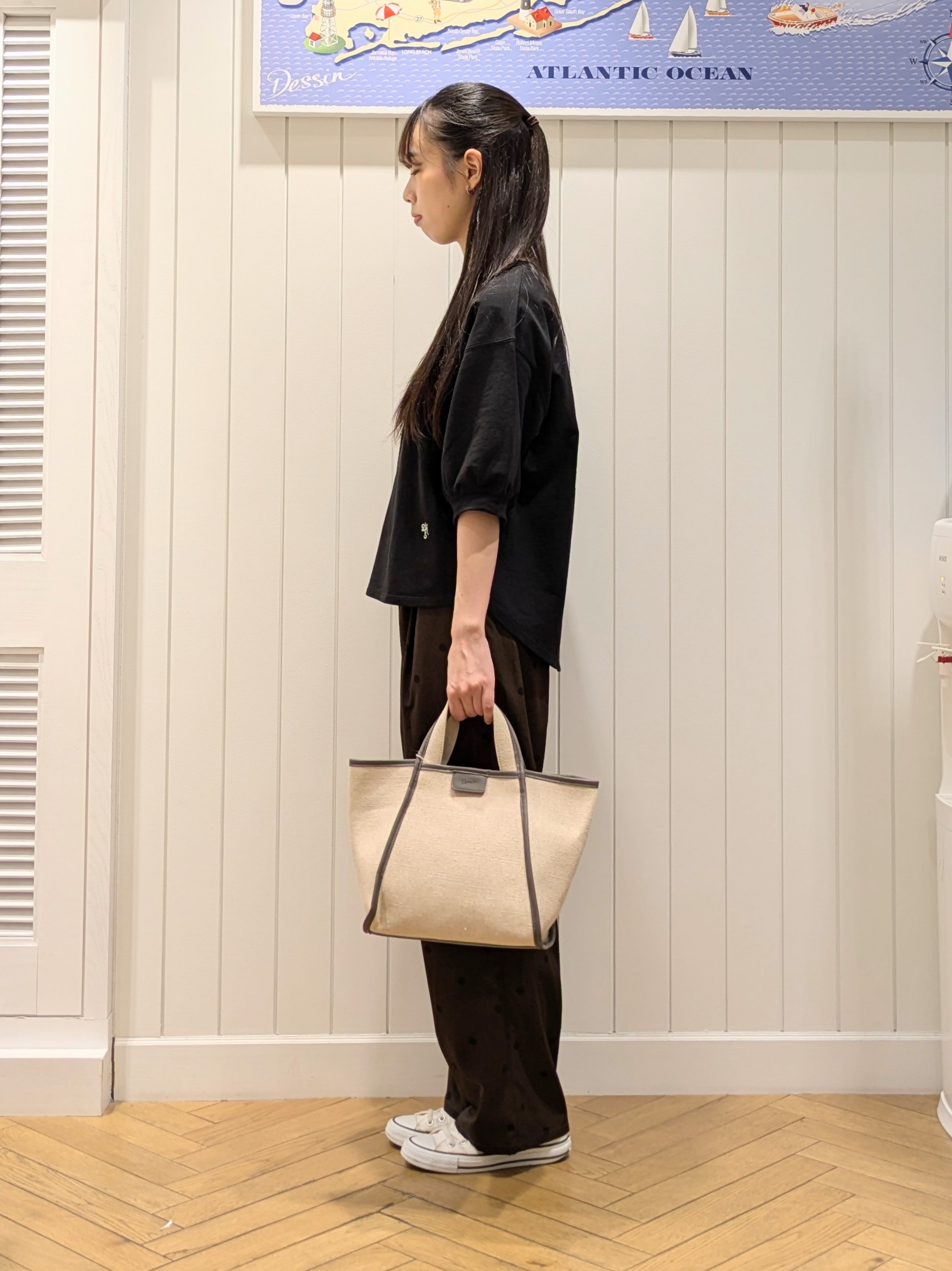 冨澤麻里さんの「Dessin｜バックヘンリーカットソー5分袖」を使ったコーディネート
