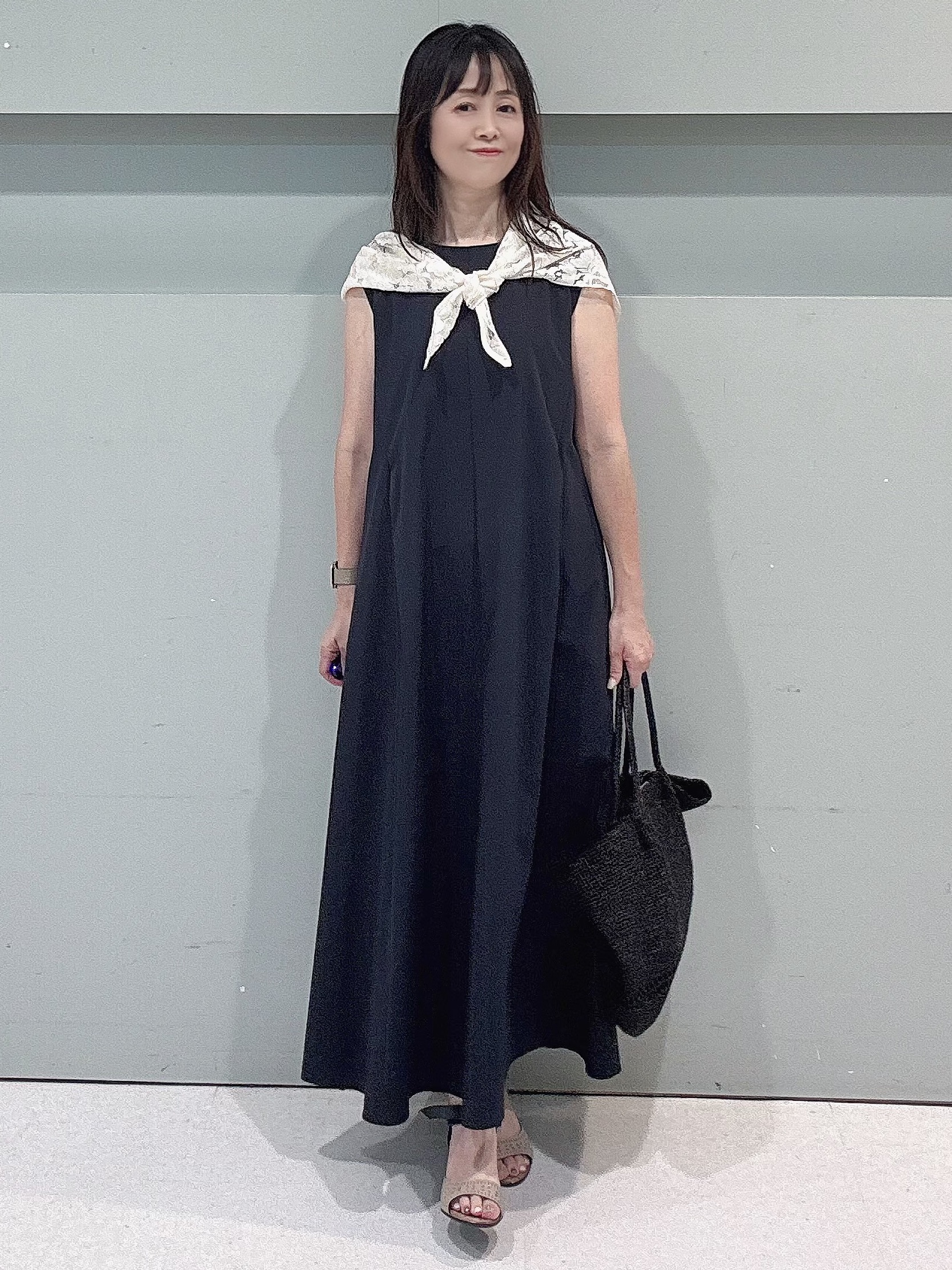 makiさんの「UNTITLED｜【接触冷感/UVカット/吸水速乾】Aラインロングワンピース」を使ったコーディネート