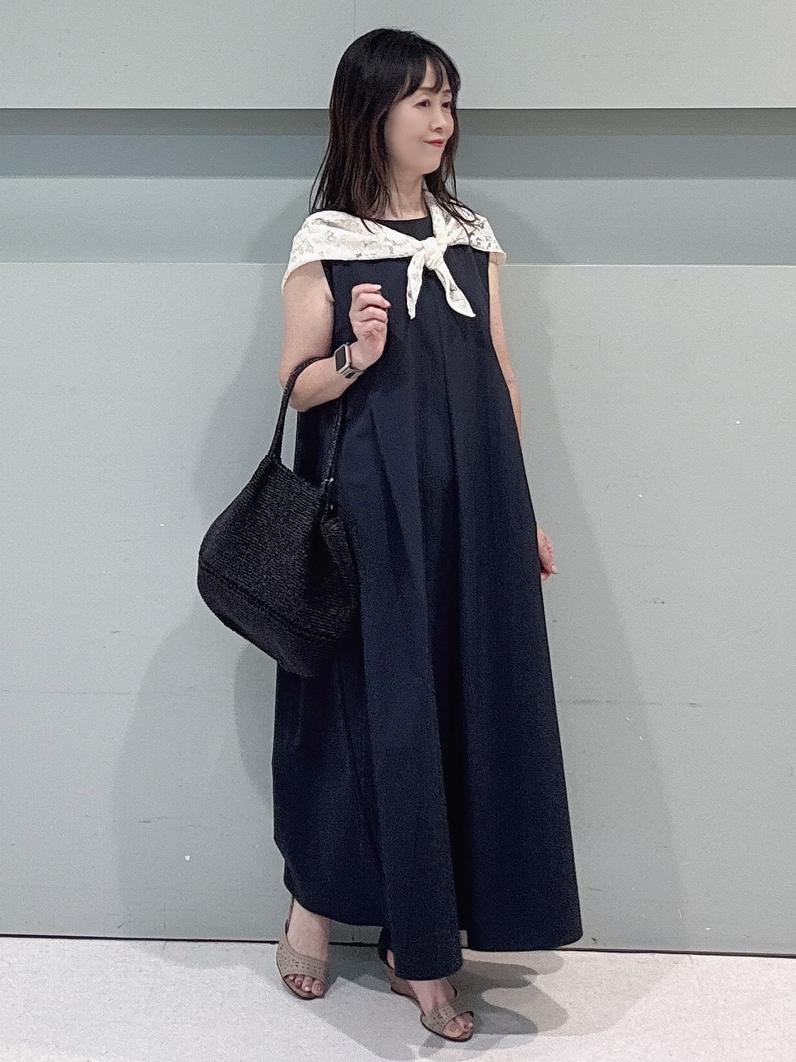 makiさんの「UNTITLED｜【接触冷感/UVカット/吸水速乾】Aラインロングワンピース」を使ったコーディネート