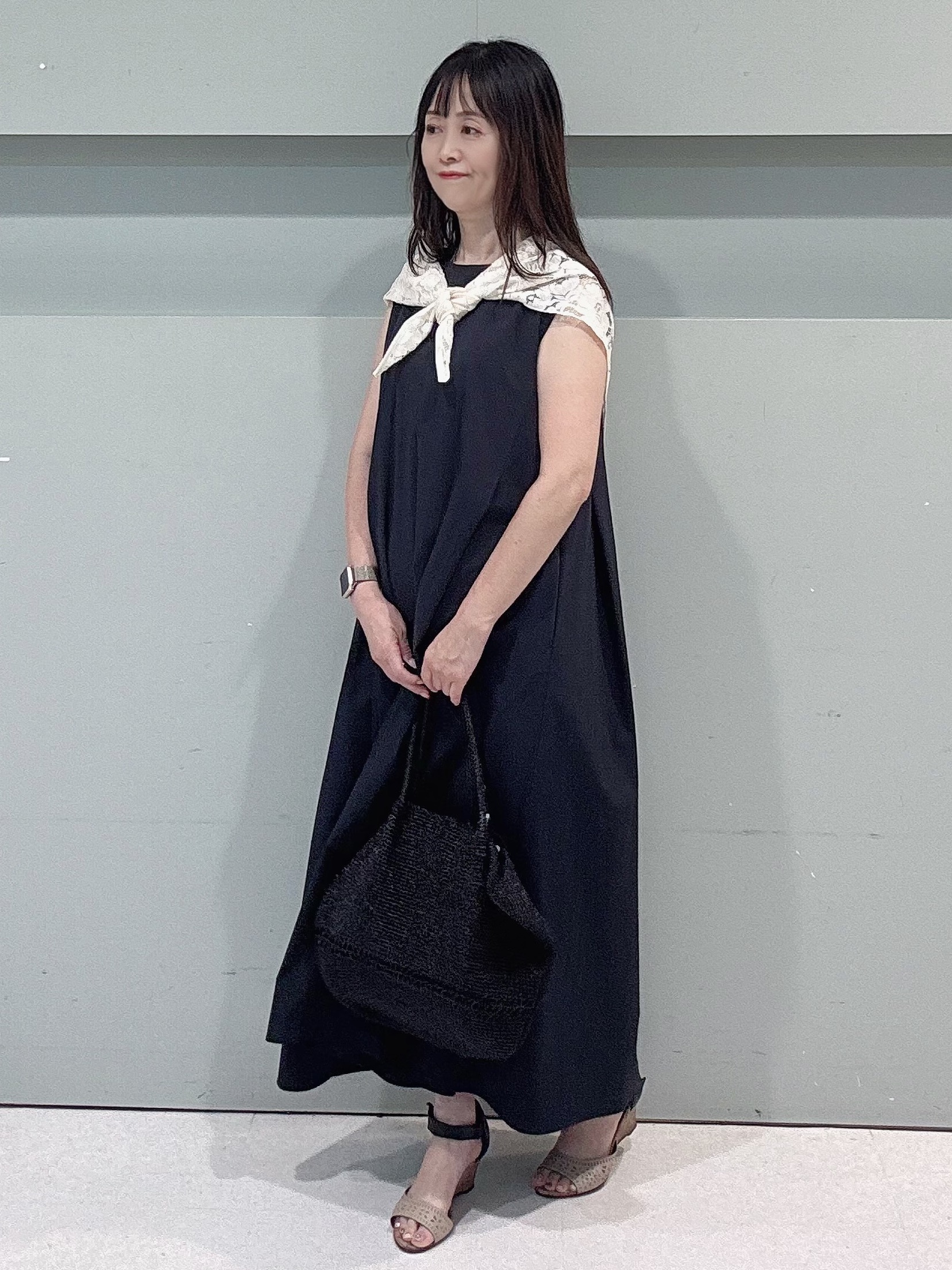 makiさんの「UNTITLED｜【接触冷感/UVカット/吸水速乾】Aラインロングワンピース」を使ったコーディネート