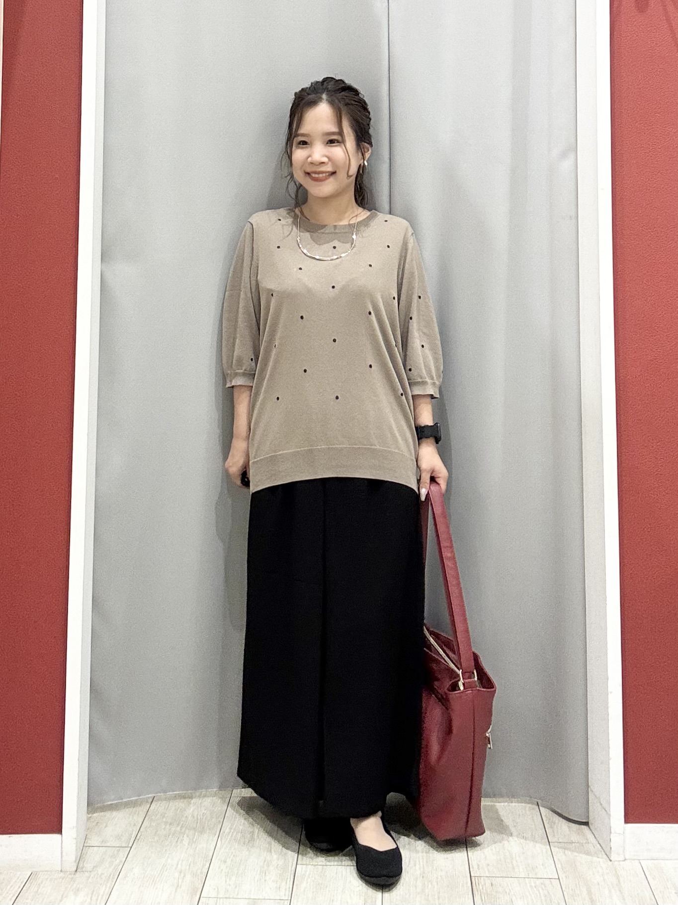 shioさんの「SHOO･LA･RUE｜【ひんやり/S-LL】大人フェミニン ドット刺繍ニット」を使ったコーディネート