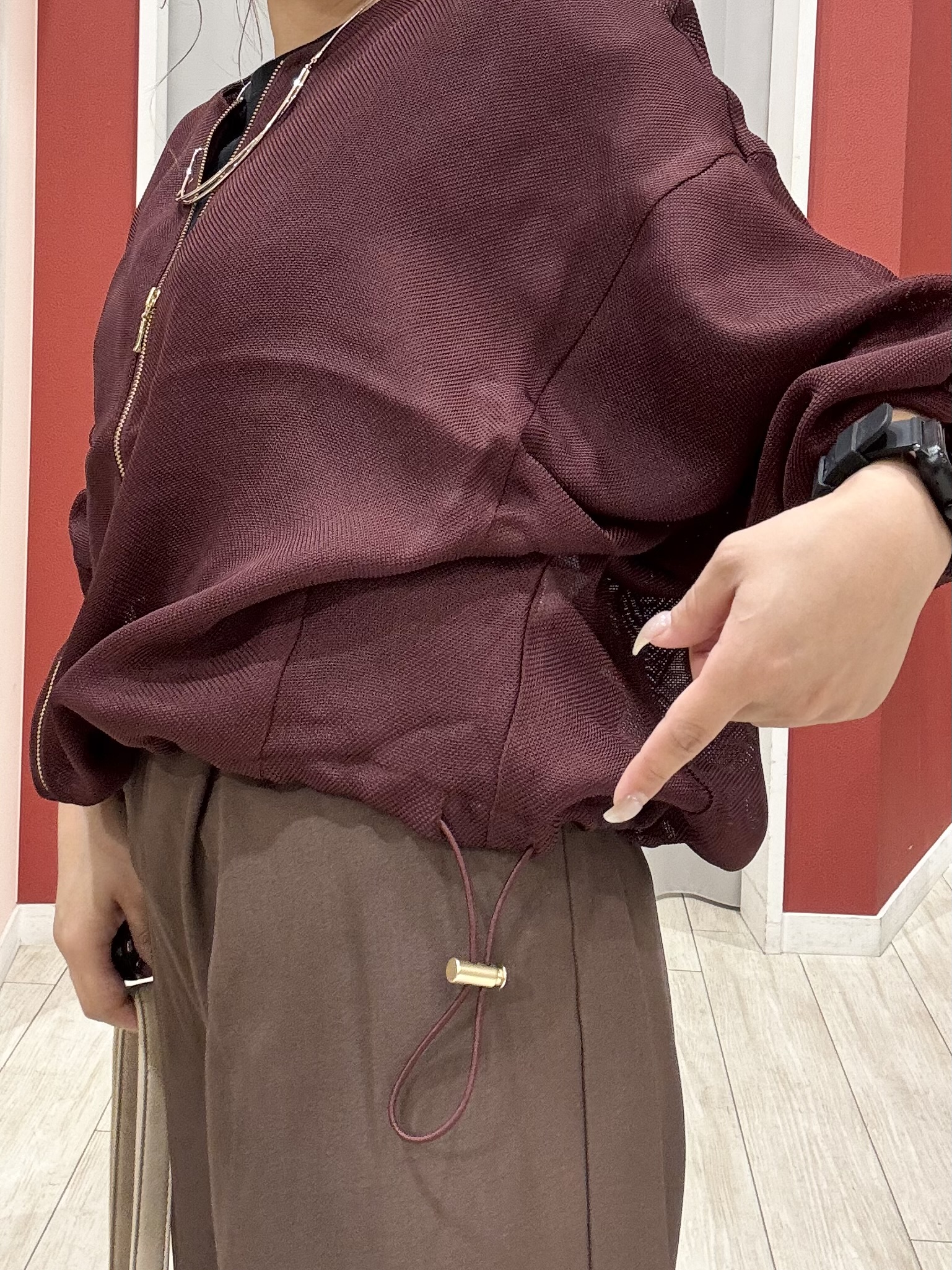shioさんの「SHOO･LA･RUE｜【通気性〇/セットアップ可/洗濯機可】メッシュドルマン ジップブルゾン」を使ったコーディネート