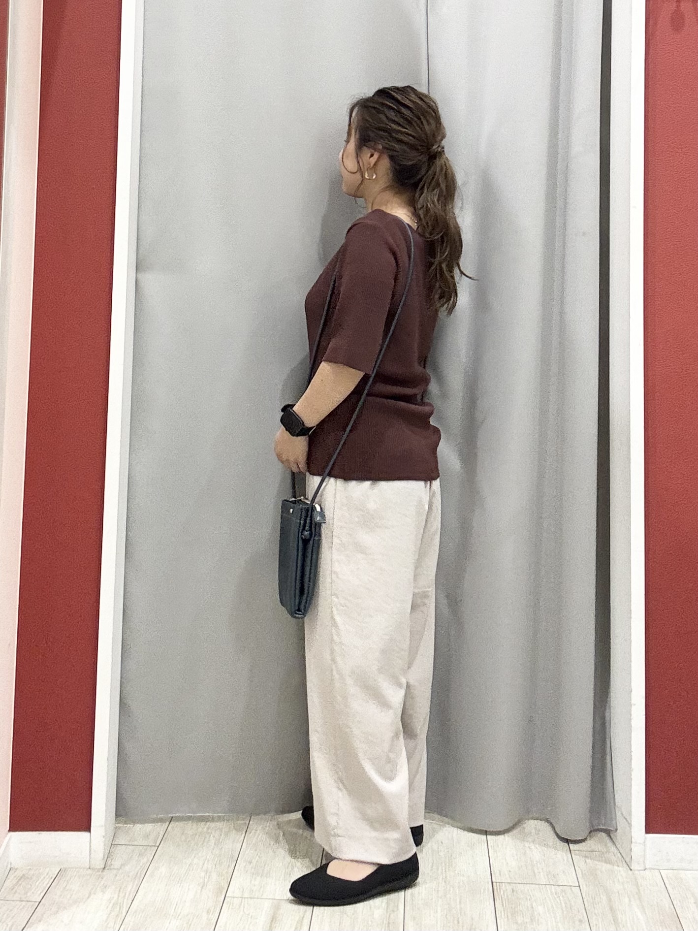 shioさんの「SHOO･LA･RUE｜【毛玉になりにくい/洗濯機可/S-LL】大人上品な 5分袖スクエアトップス」を使ったコーディネート