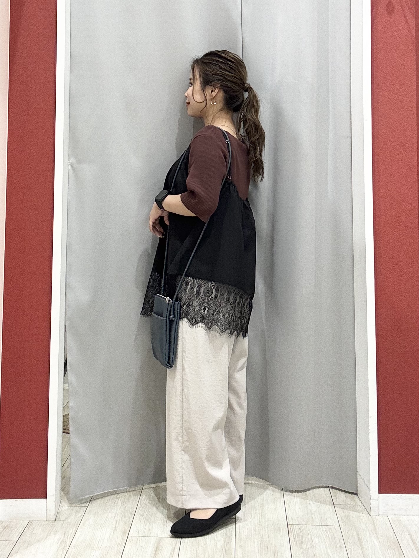 shioさんの「SHOO･LA･RUE｜【毛玉になりにくい/洗濯機可/S-LL】大人上品な 5分袖スクエアトップス」を使ったコーディネート