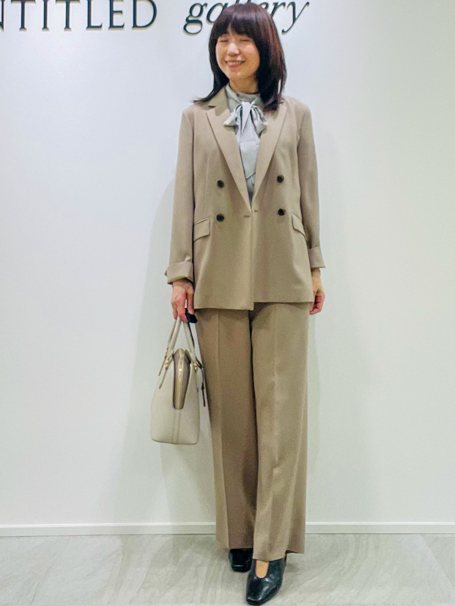 めいさんの「UNTITLED｜【新色追加/セットアップ可】エアリー ダブルブレストジャケット」を使ったコーディネート