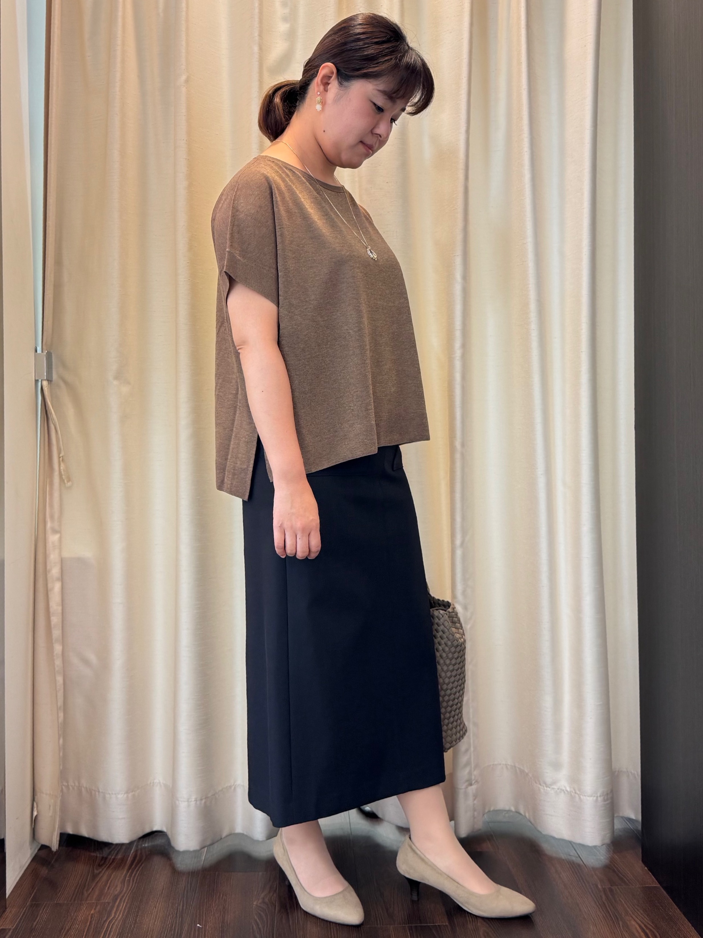Ayaさんの「UNTITLED｜【アンサンブル可/品のある透け感】Tシャツ風ニットトップス」を使ったコーディネート