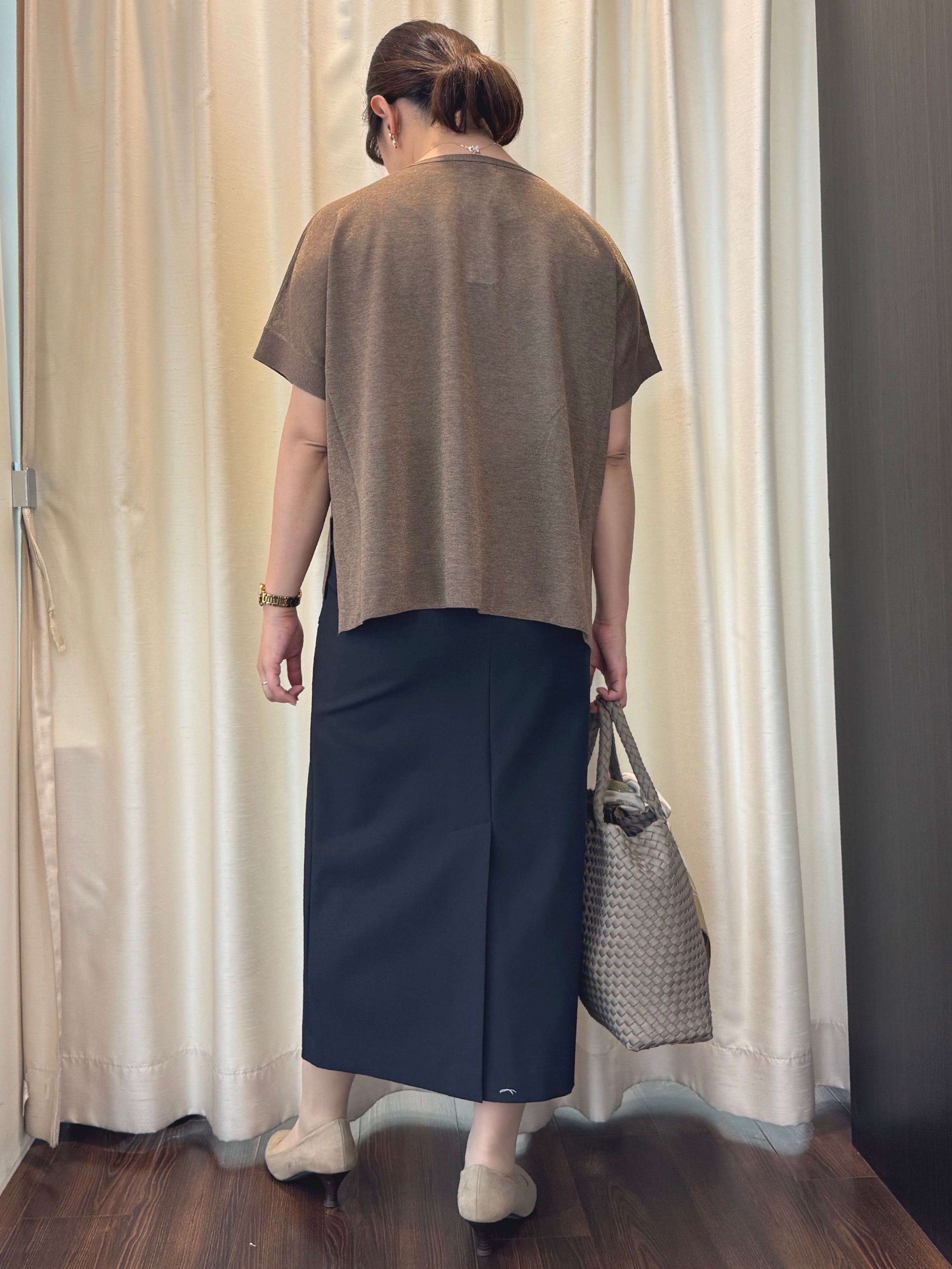 Ayaさんの「UNTITLED｜【アンサンブル可/品のある透け感】Tシャツ風ニットトップス」を使ったコーディネート