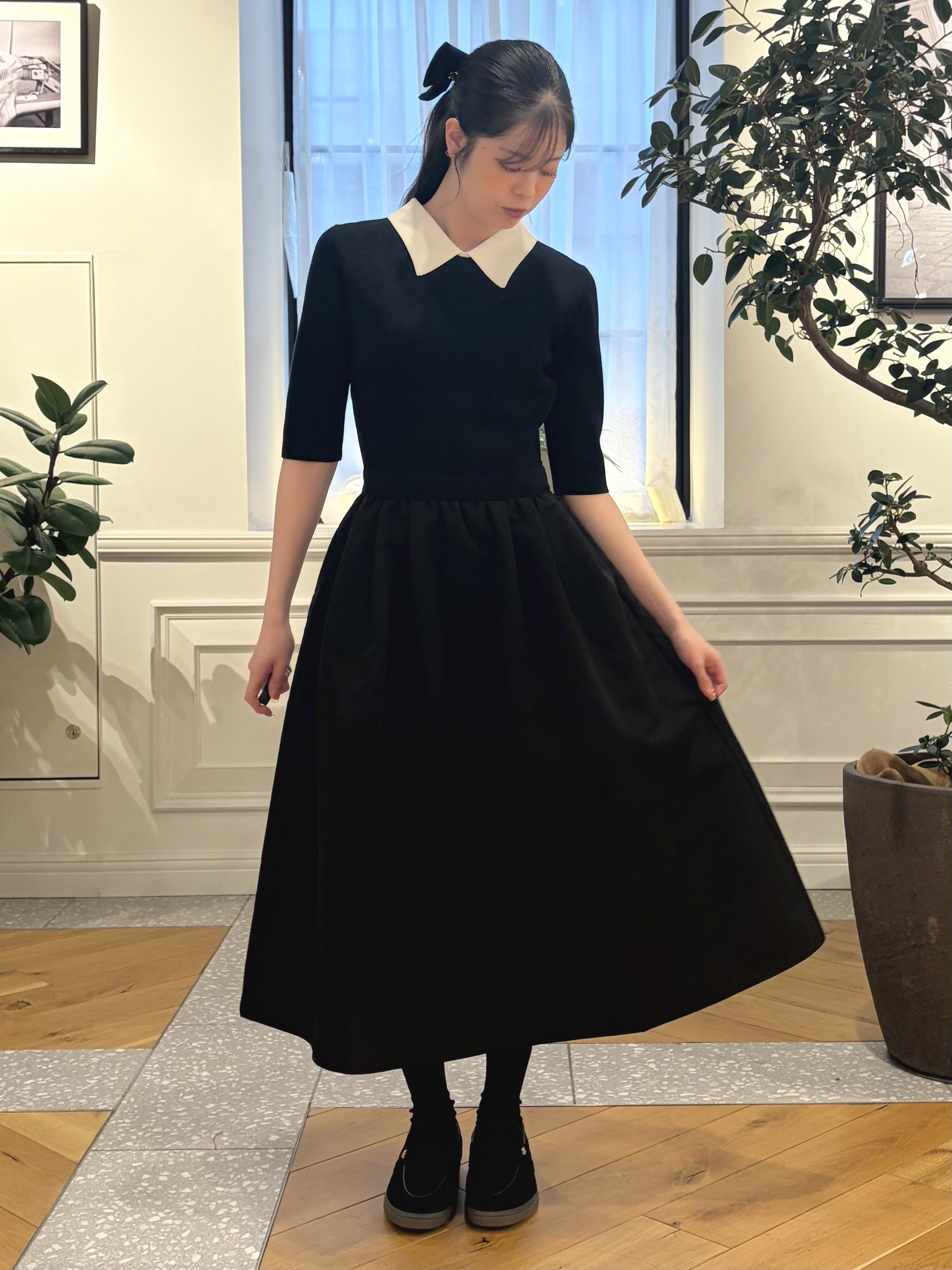 pupiさんの「DRESSTERIOR｜バイカラーニットコンビワンピース」を使ったコーディネート