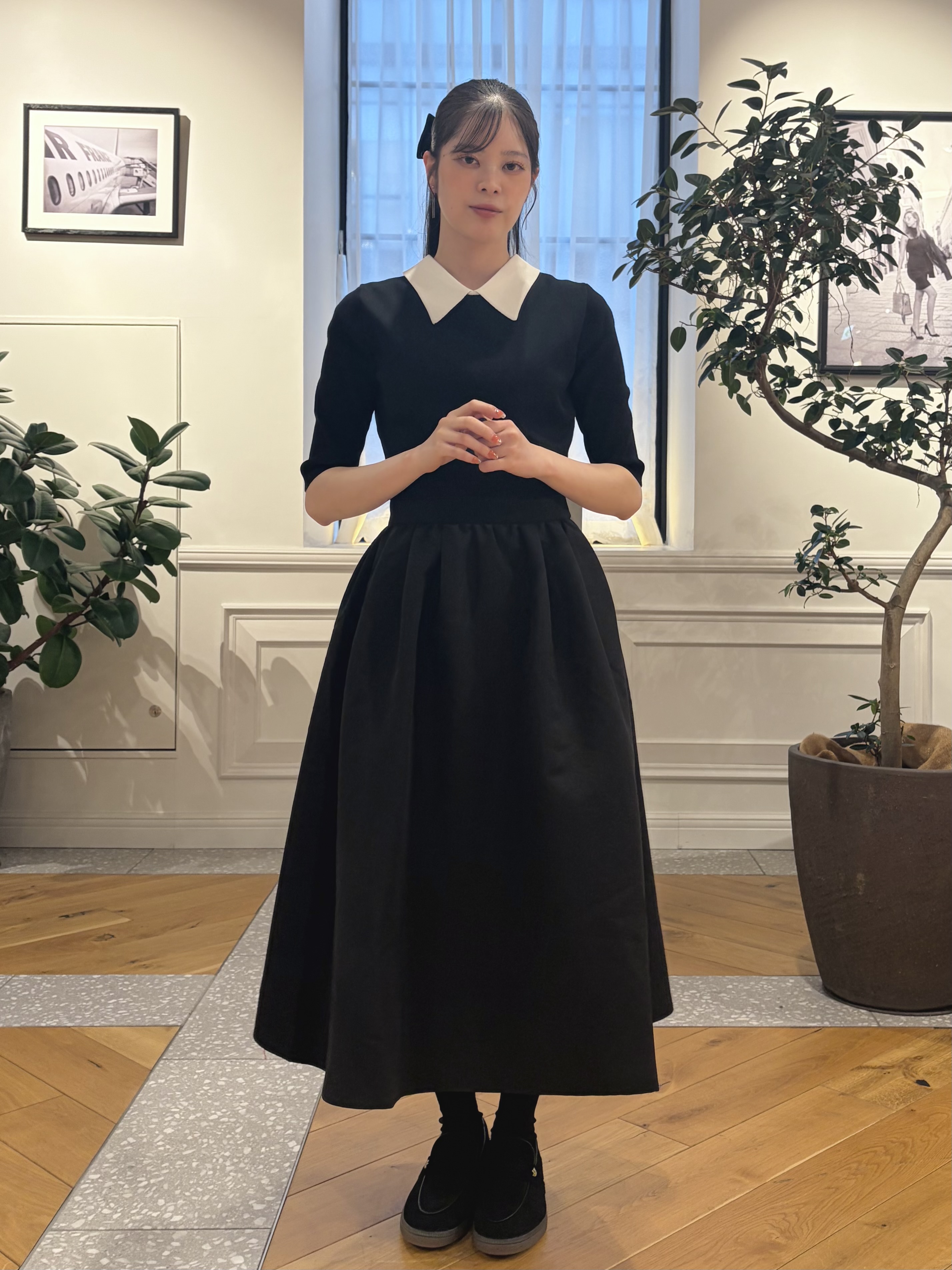 pupiさんの「DRESSTERIOR｜バイカラーニットコンビワンピース」を使ったコーディネート