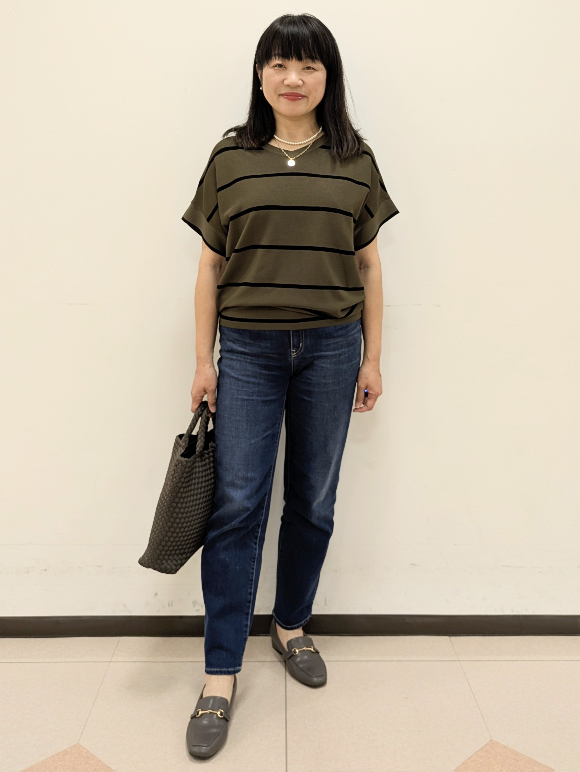 ともさんの「UNTITLED｜【11色展開/体型カバー】前後2WAYフレンチスリーブニット」を使ったコーディネート