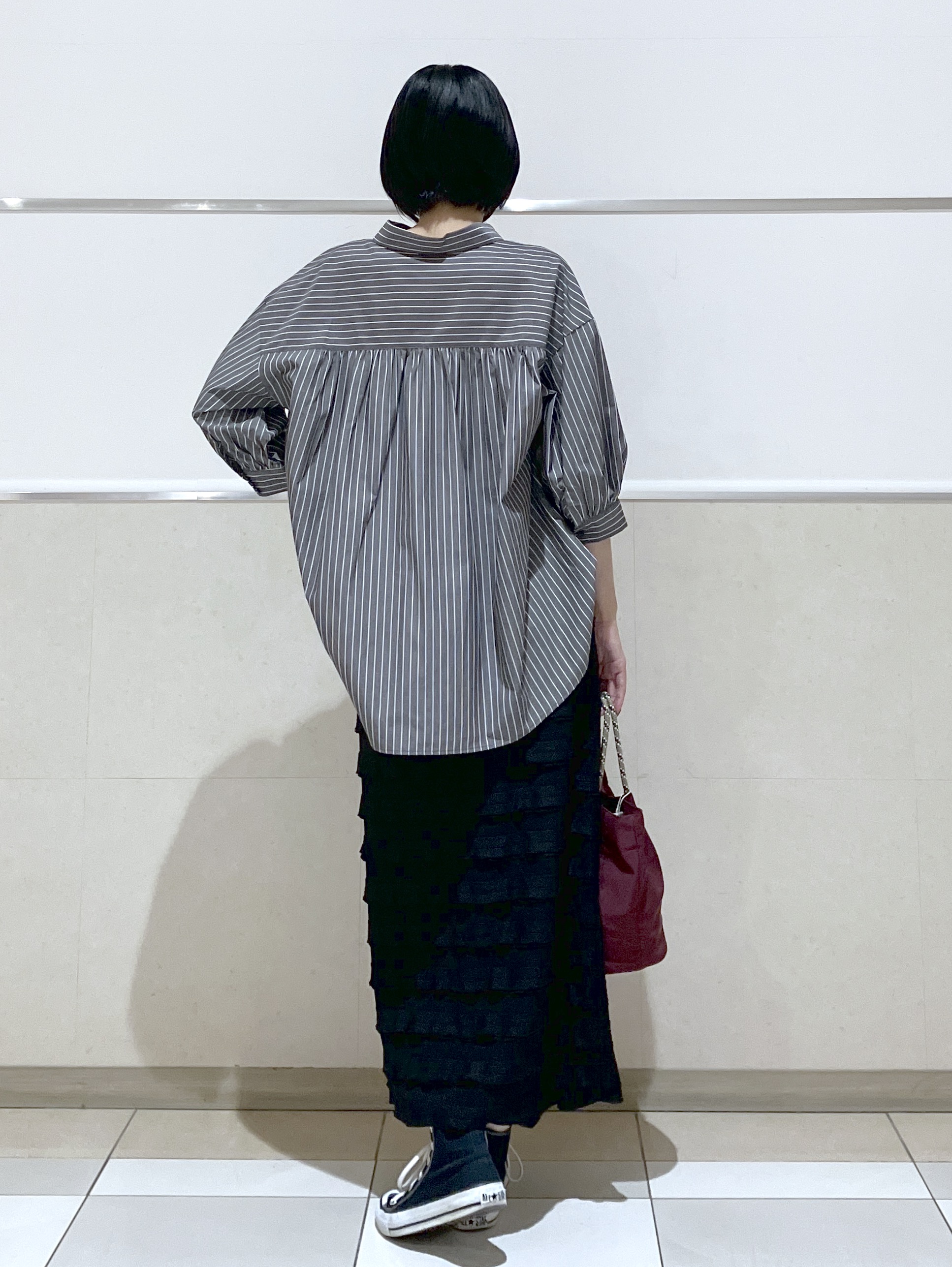 eriko さんの「Dessin｜【UVカット】ギャザースリーブストライプシャツ6分袖」を使ったコーディネート